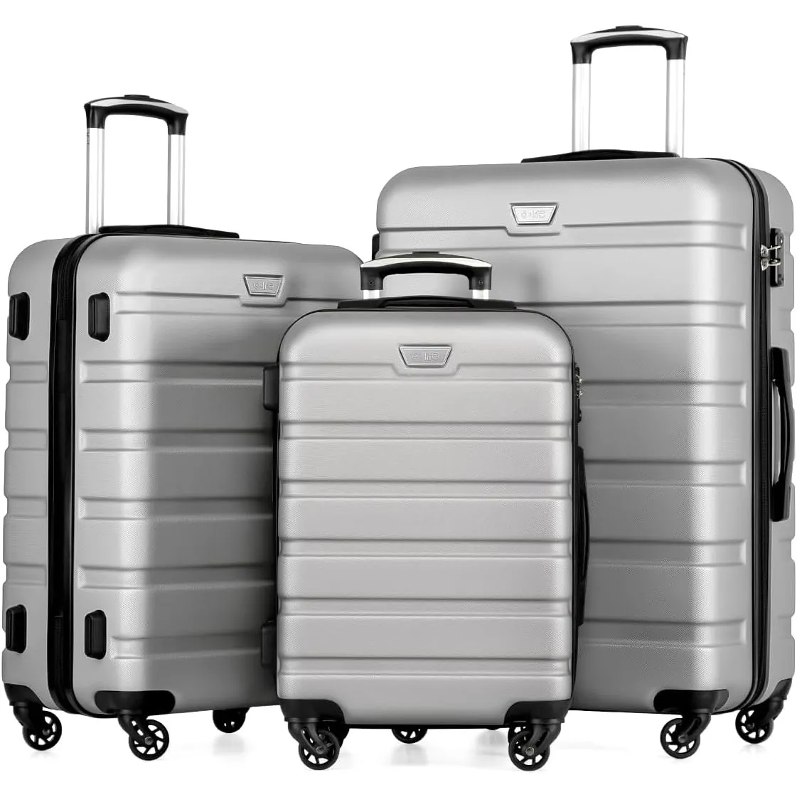 COOLIFE 3-Teiliges Kofferset für Familienreisen, M+L+XL, ABS+PC,Hartschale | Mit 360° Spinner Räder, TSA Schloss, YKK R…