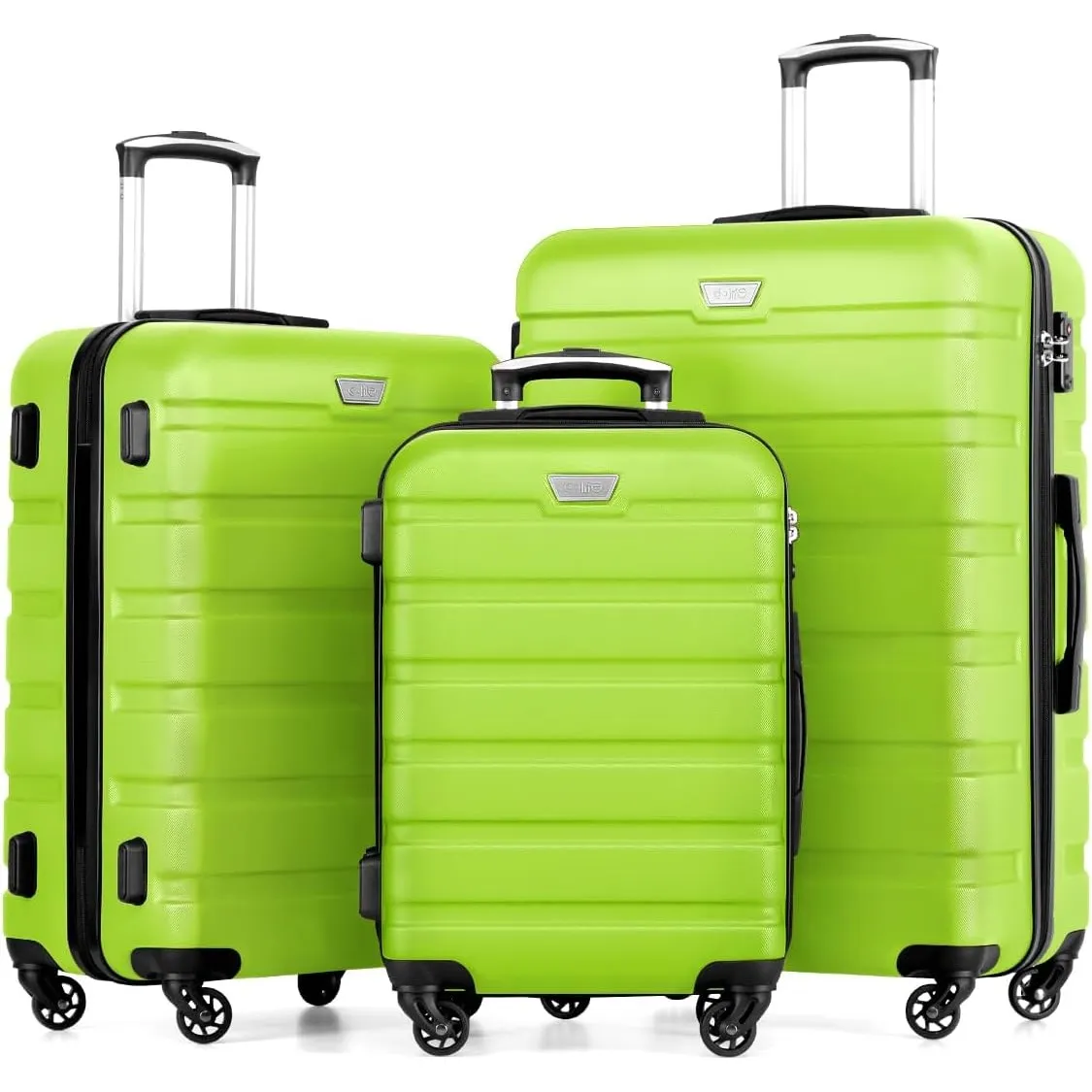 COOLIFE 3-Teiliges Kofferset für Familienreisen, M+L+XL, ABS+PC,Hartschale | Mit 360° Spinner Räder, TSA Schloss, YKK R…