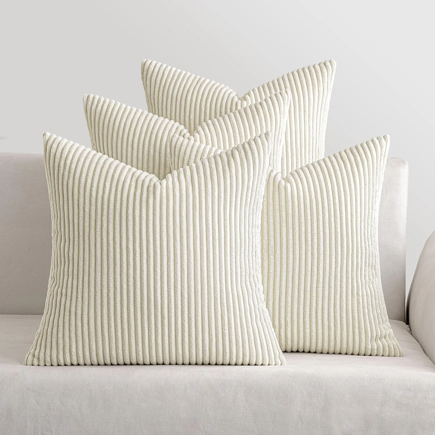 MIULEE Kissenbezug 40x40 4er Set Kordsamt Kissenhülle sofakissen Cream