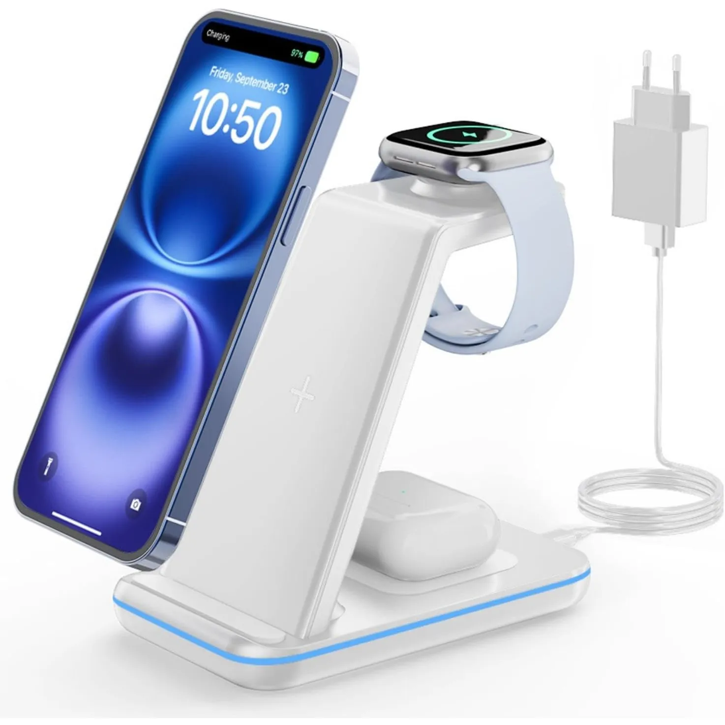 GEEKERA 3-in-1 Induktive Ladestation für Apple Watch und iPhone, AirPods