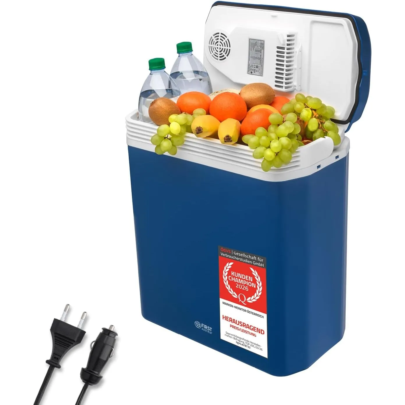 TZS First Austria - Kühlbox 24L elektrisch 12V 230V Anschluss für Auto & Steckdose - Thermoelektrische Cool Box kühlt &…