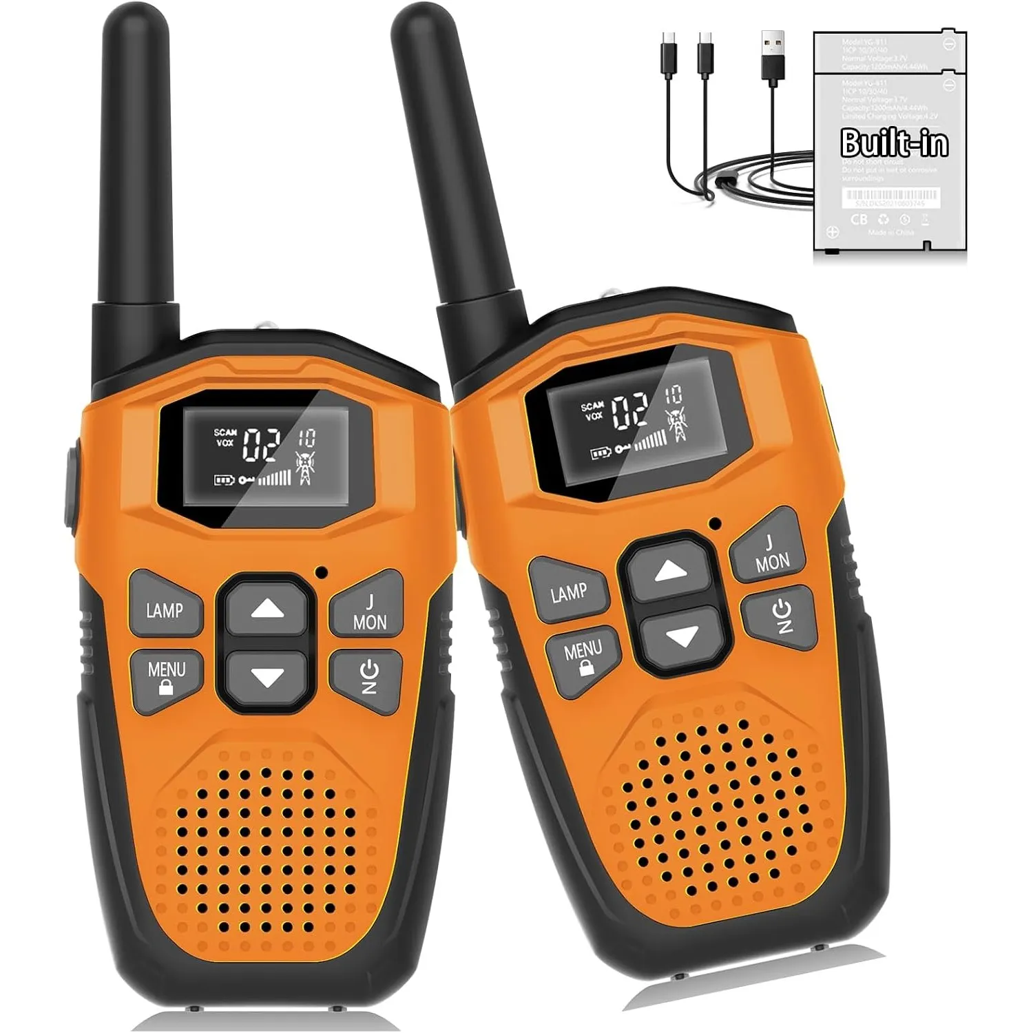 Walkie Talkie Kinder Aufladbar mit Eingebauter Li-Ion Akku,NXGKET 2er Set Spielzeug für MäDchen Jungen Ab 5 Jahre,16 Ka…
