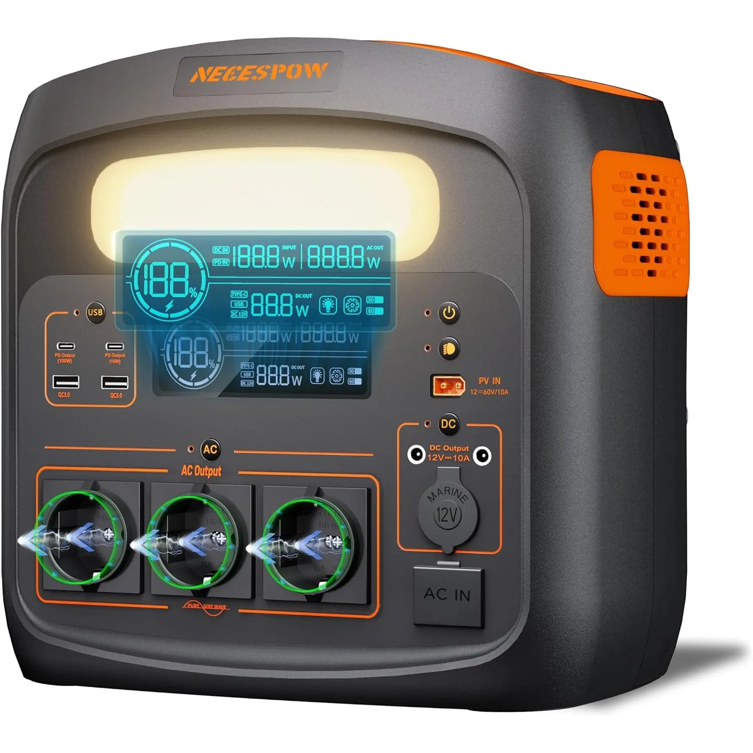 Tragbare Powerstation 1800W(3600W Spitze)/1024Wh, LiFePO4 Akku