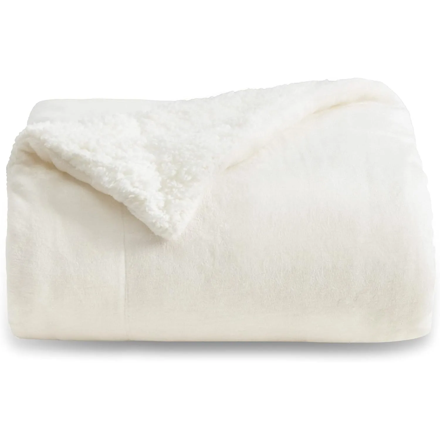 BEDSURE Sherpa Kuscheldecke Flauschig 150x200 - Sofadecke, Cremeweiß