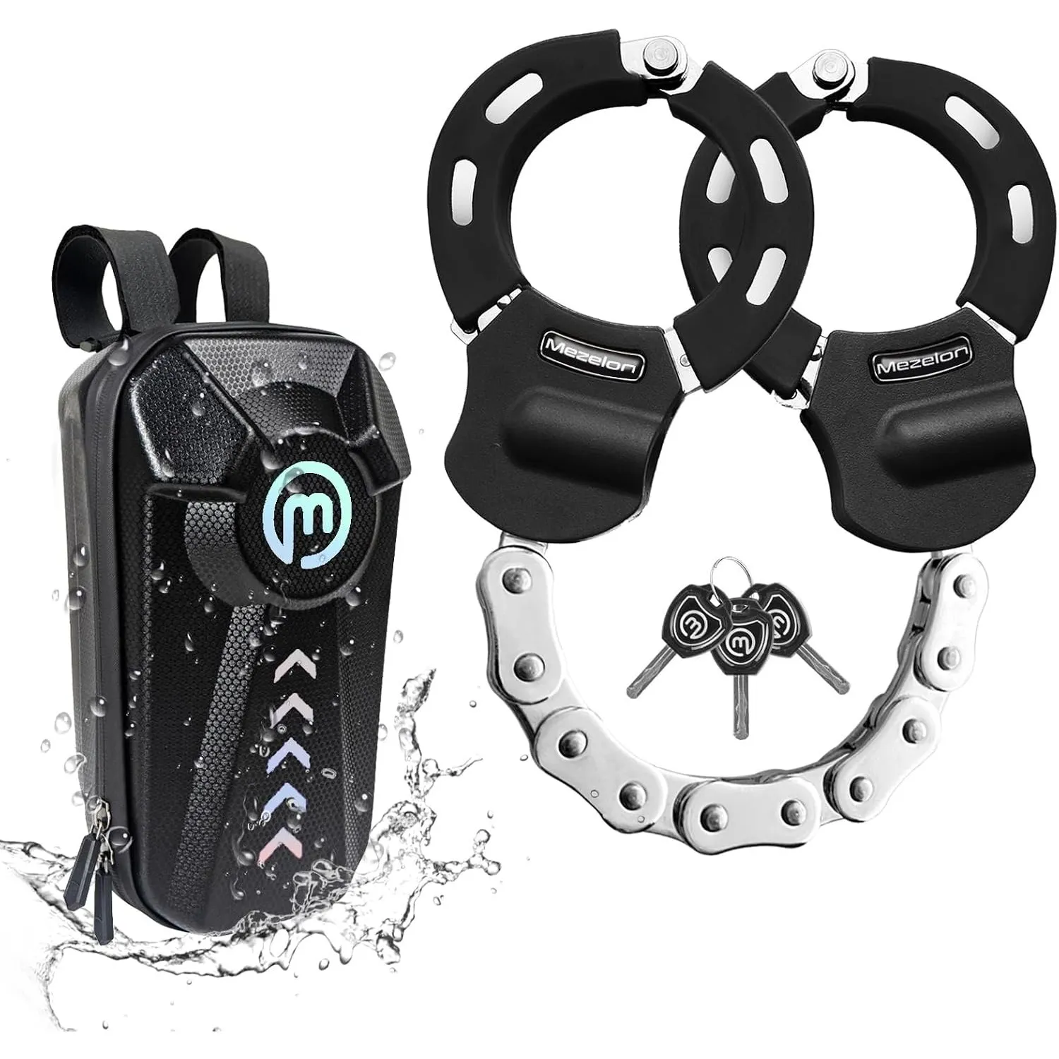 Mezelon E Scooter Schloss 8mm für E Scooter mit wasserdichter Tasche