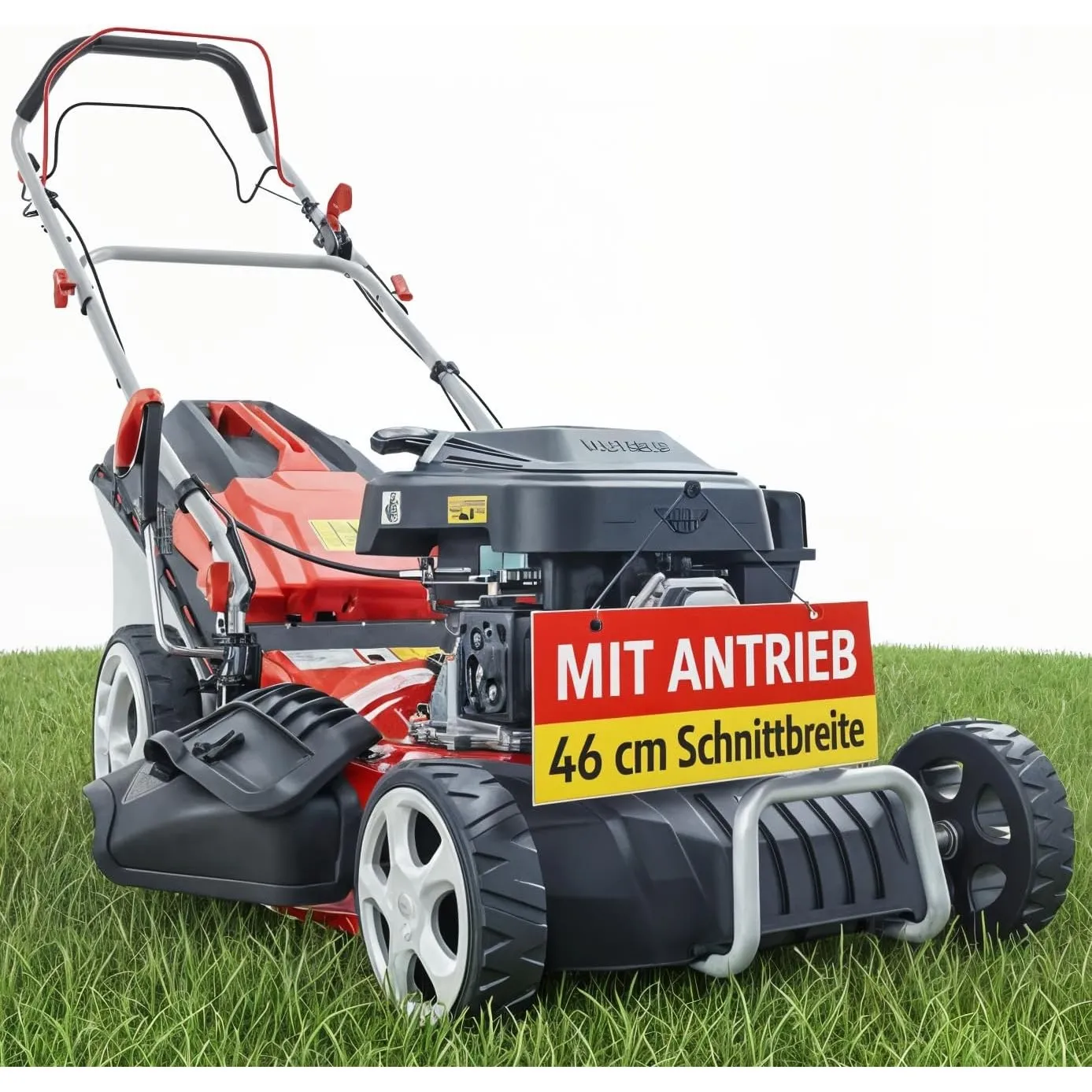 HECHT 5in1 Benzin Rasenmäher – 46 cm Schnittbreite, Radantrieb
