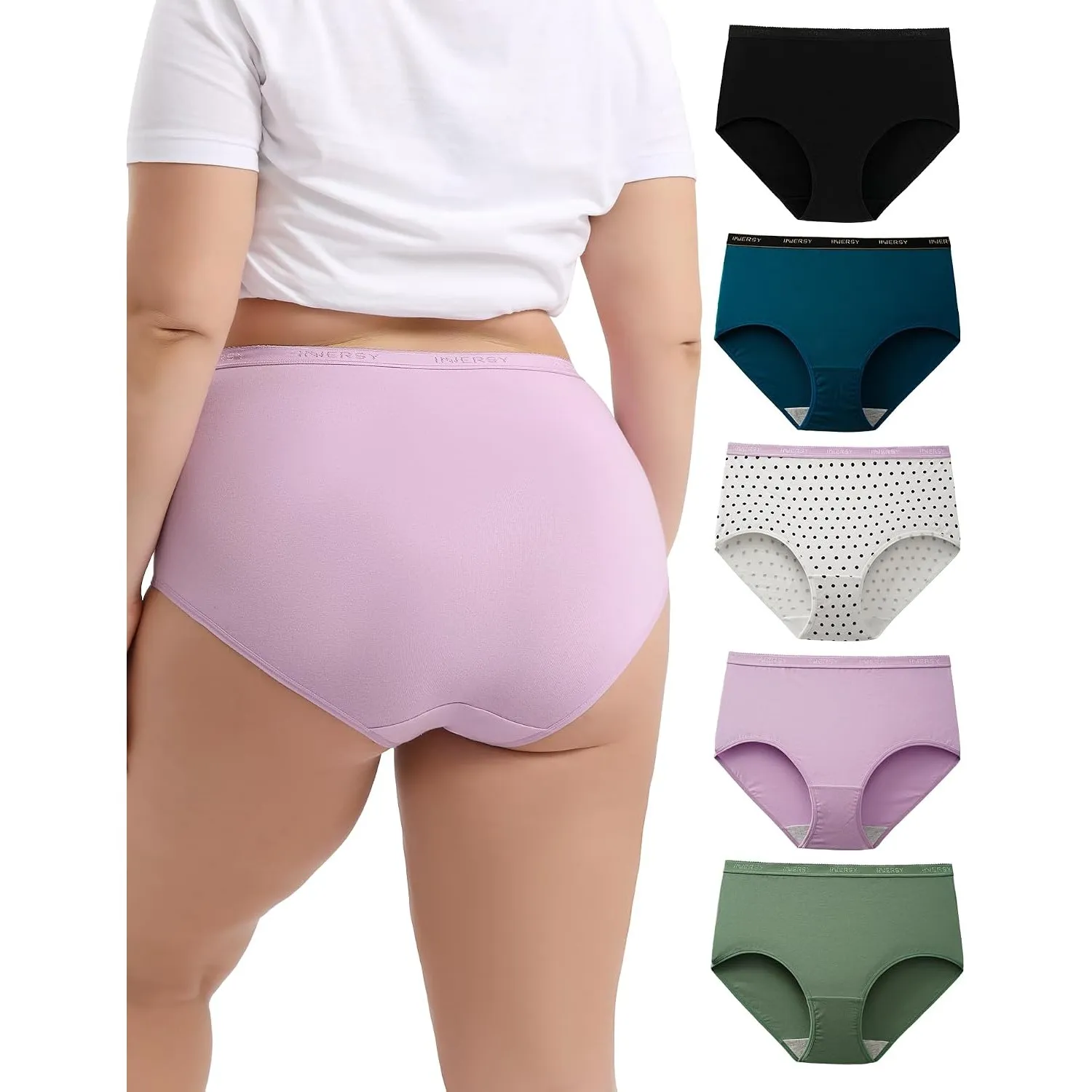INNERSY Unterhosen Damen Große Größen Baumwolle Unterwäsche 44-62 5 Pack