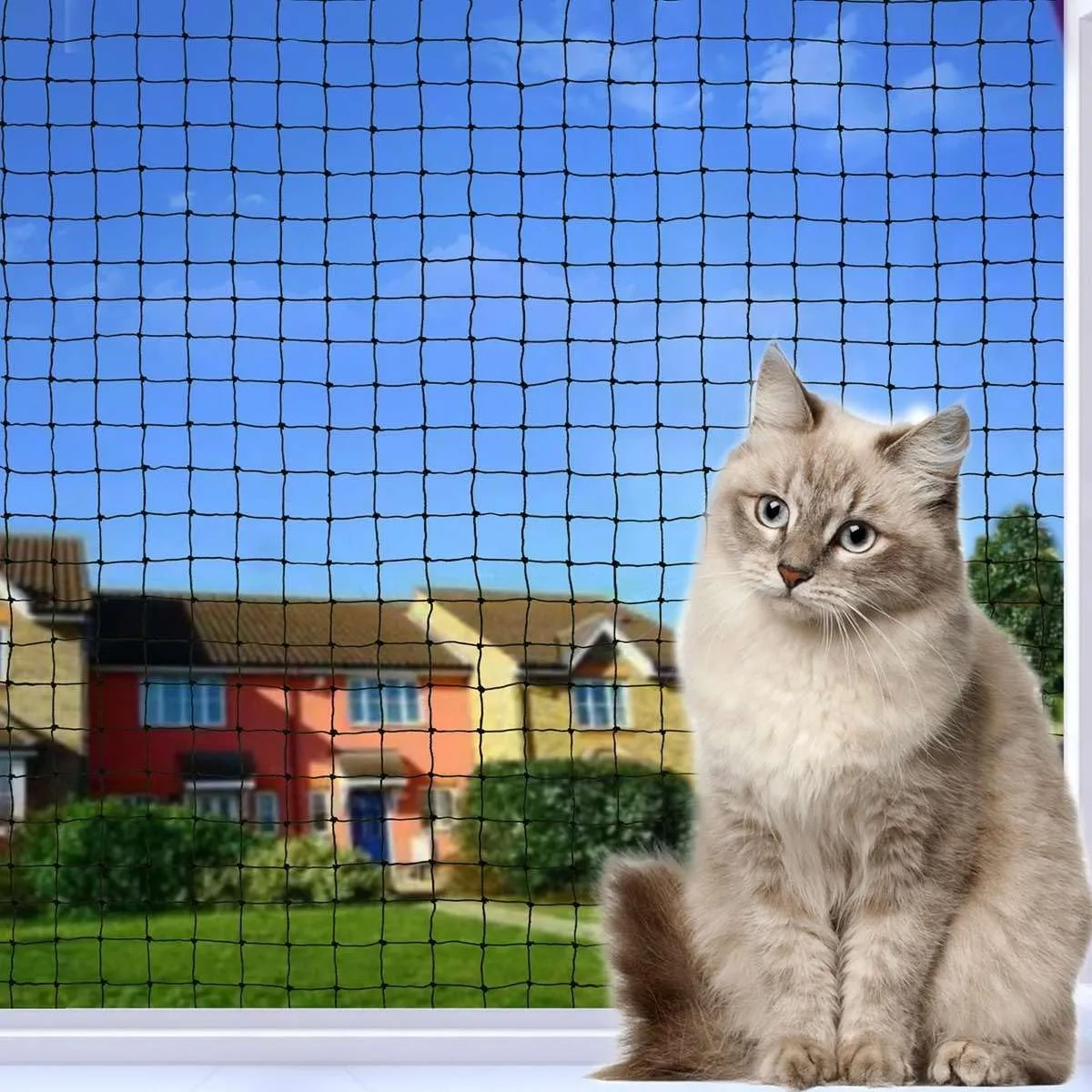 Katzennetz für Balkon, 2x3m/4x3m/6x3m/8x3m/10x3m/Katzennetz Drahtverstärkt ist Robust ，Bissfest und alterungsbeständig,…