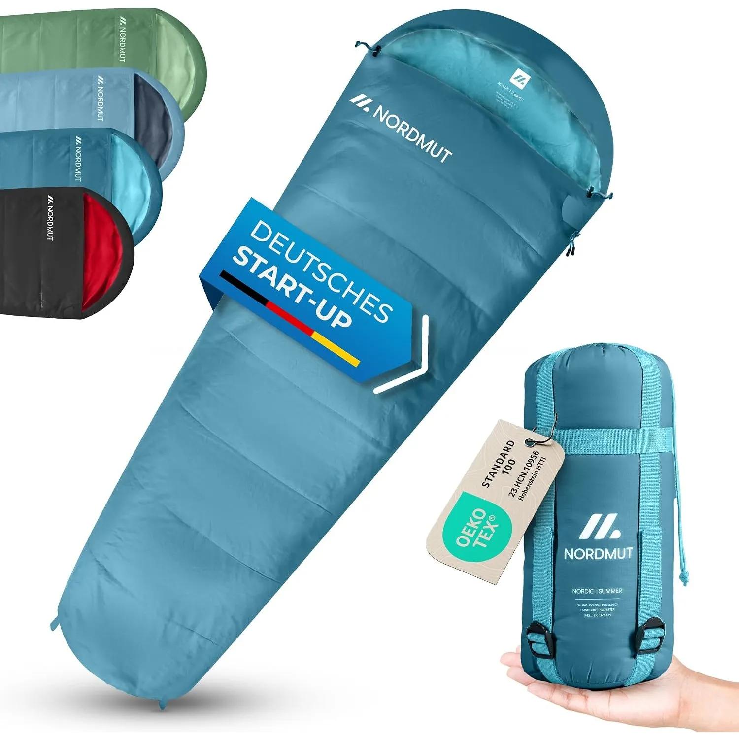 NORDMUT® Schlafsack Erwachsene – kleines Packmaß & Ultraleicht (900/1500g) – 3-Jahreszeiten (250 GSM) & Sommerschlafsac…