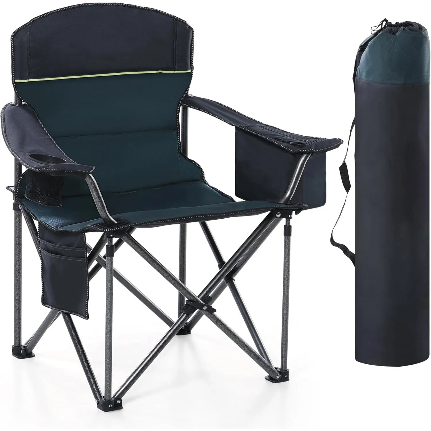 HIGH POINT SPORTS Campingstuhl Faltbar 200kg Klappstuhl Gepolstert mit Getränkehaltern Faltbarer Angelstuhl XXL mit Arm…