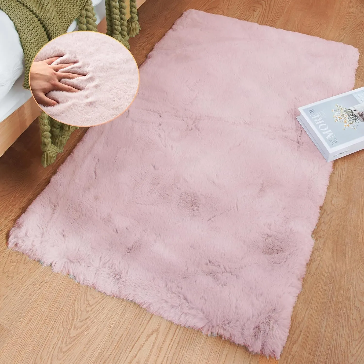 ORINOVA Teppich Schlafzimmer Flauschig Rosa 60x90 cm Fellteppich Kunstfell Teppich Kinderzimmer Wohnzimmer Klein Weich …