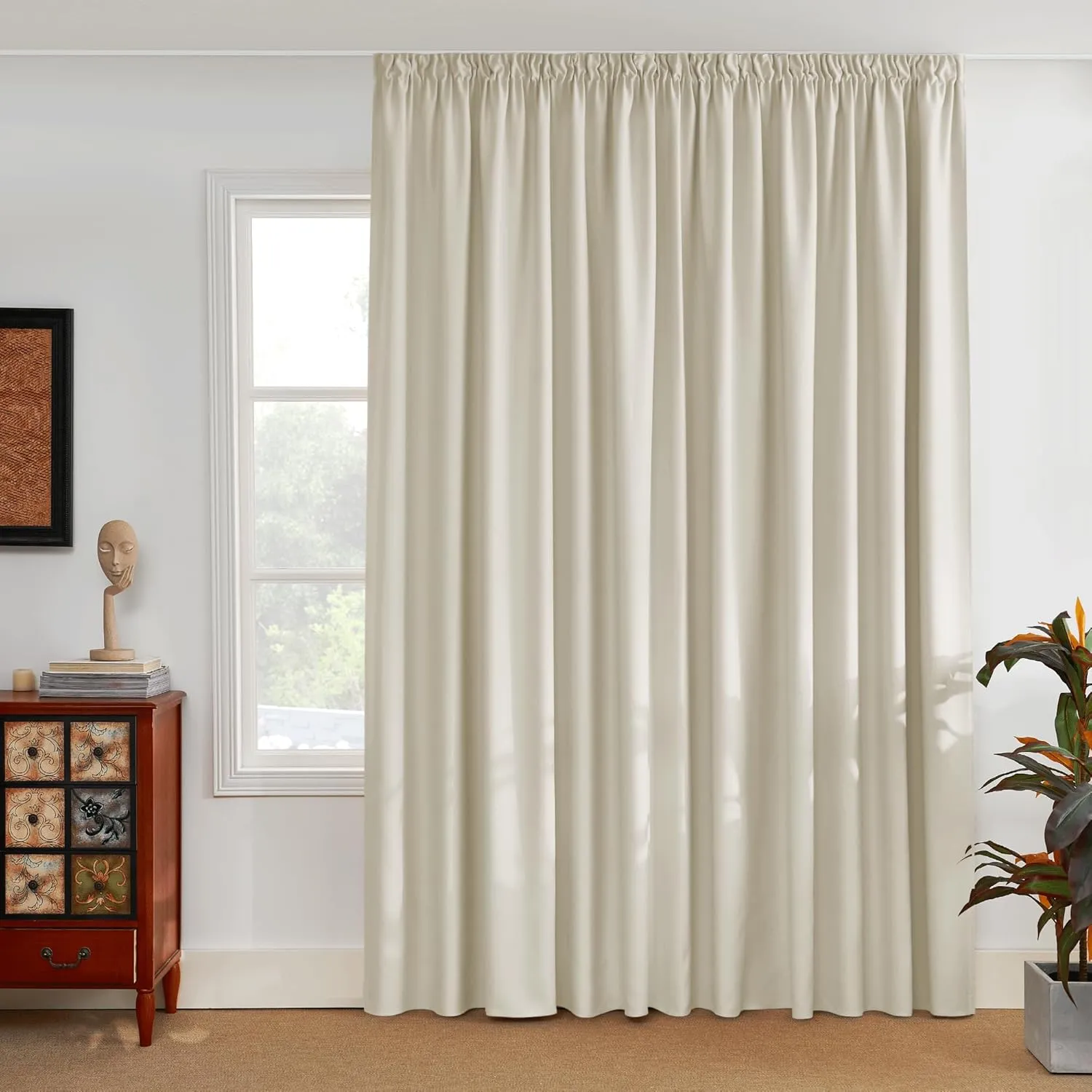PONY DANCE Heat-Insulating Curtains, Living Room Curtains with Ruffle Tape, Blackout Curtain for Rail System, Thermal C…