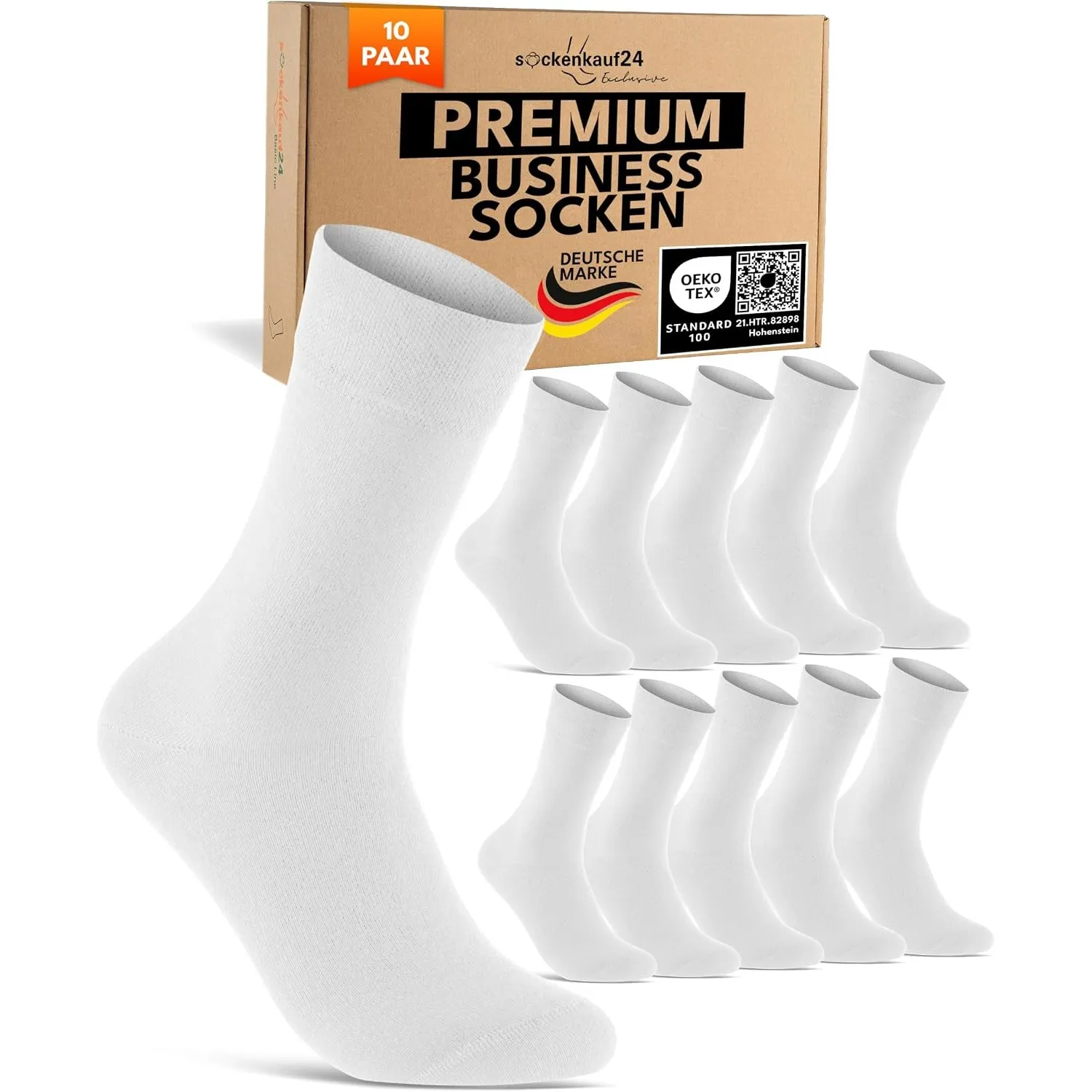 10 Paar Socken Herren Damen Business Herrensocken in Premium Qualität mit Komfortbund ohne Naht aus Baumwolle