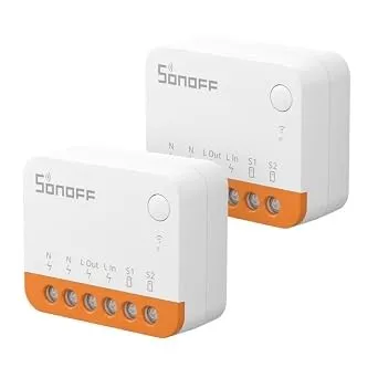SONOFF MINIR4 Smart Wlan Schalter 2PCS, WiFi Schalter mit Timing-Funktion, Relay Split Mode, 2.4G WiFi, Neutralleiter e…
