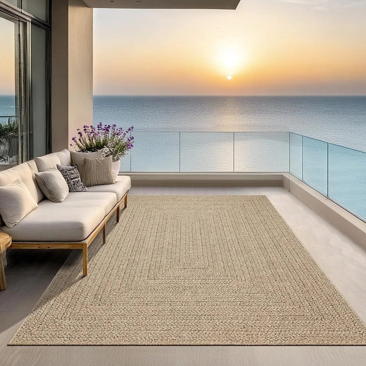the carpet Kansas Outdoor Teppich – Wetterfester Indoor & Outdoor Teppich im Jute-Look für Balkon, Terrasse, Garten, Wo…
