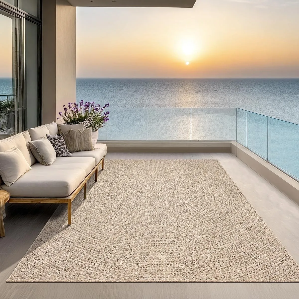 the carpet Kansas Outdoor Teppich – Wetterfester Indoor & Outdoor Teppich im Jute-Look für Balkon, Terrasse, Garten, Wo…