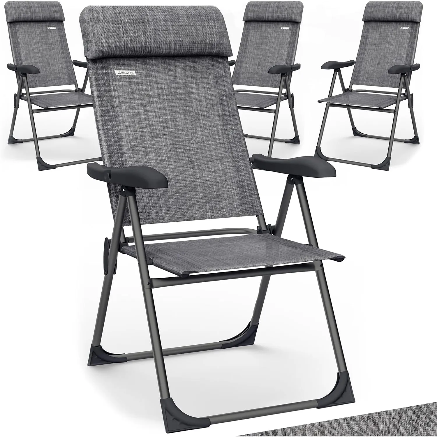Casaria Gartenstühle 4er Set 130 kg Belastbarkeit | Klappbar, 6-Fach Verstellbar, Alu, hohe Rückenlehne, Liegefunktion,…