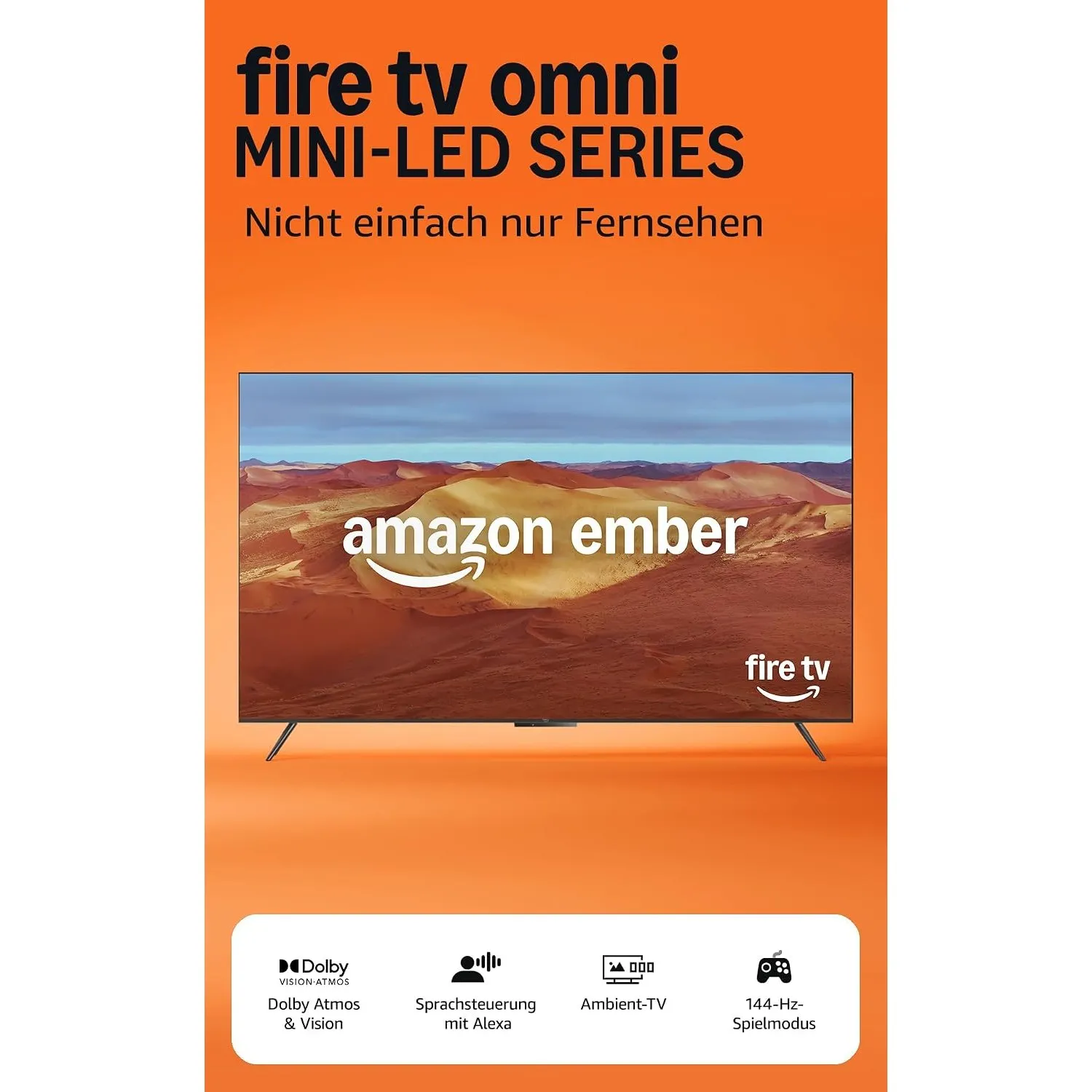 Amazon Ember Mini-LED-Serie, QLED-Smart-TV mit 65 Zoll (165 cm), 4K UHD, Dolby Vision IQ, Ambient-TV, 144-Hz-Spielmodus…