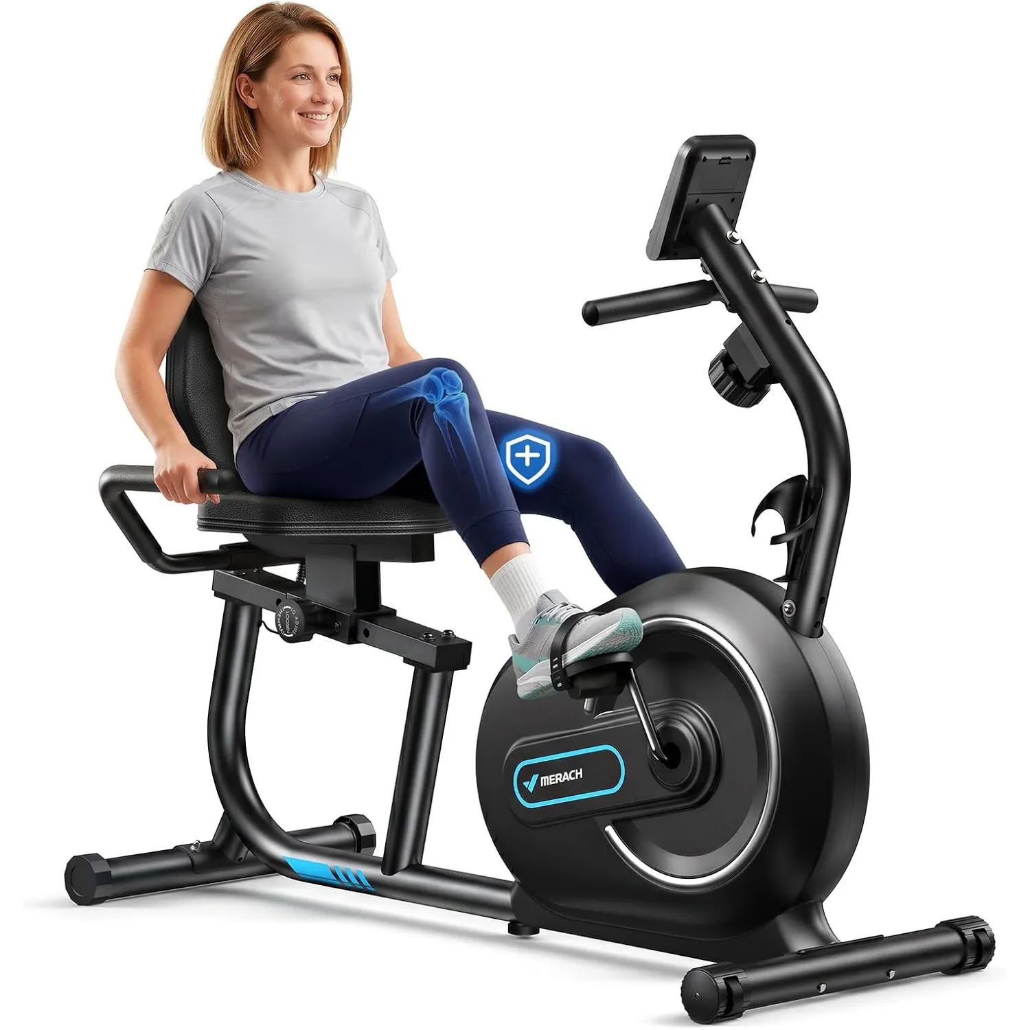 MERACH Liegeergometer für Zuhause mit 8-stufigem Magnetwiderstand, leiser Heimtrainer Fahrrad mit Smart Bluetooth, App-…