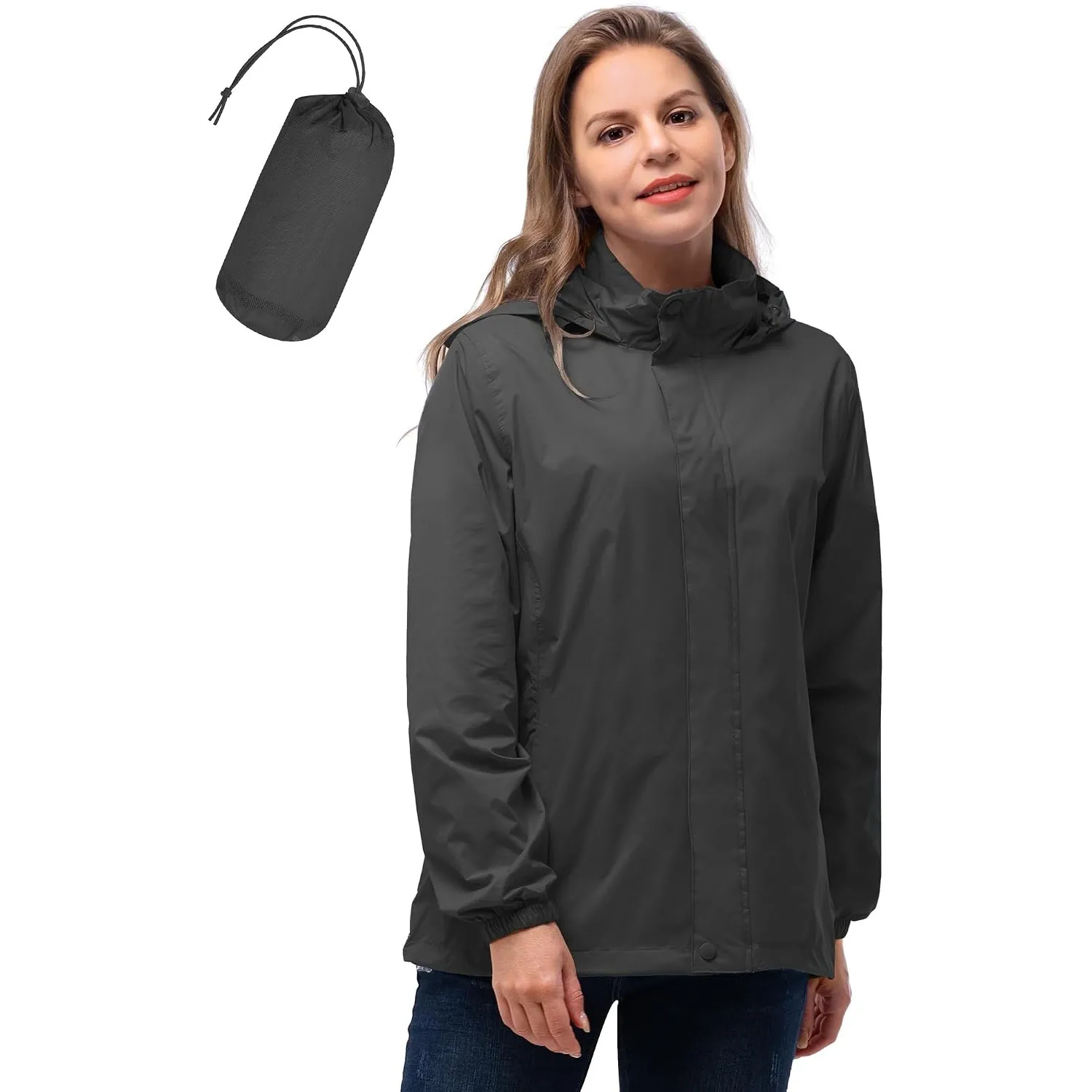 33,000ft Damen Wasserdichte Faltbar Regenjacke Atmungsaktive Windbreaker