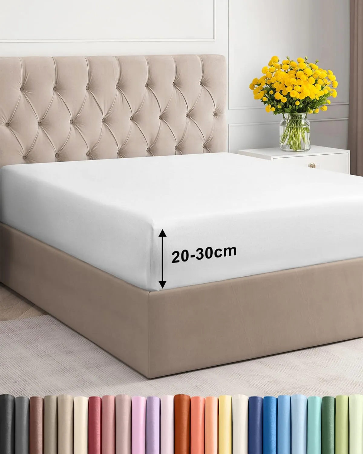 Spannbettlaken 140x200cm Weiß - Extra Tiefes Spannbetttuch für Matratzen & Boxspringbett bis 30cm (12") Höhe - Mikrofas…