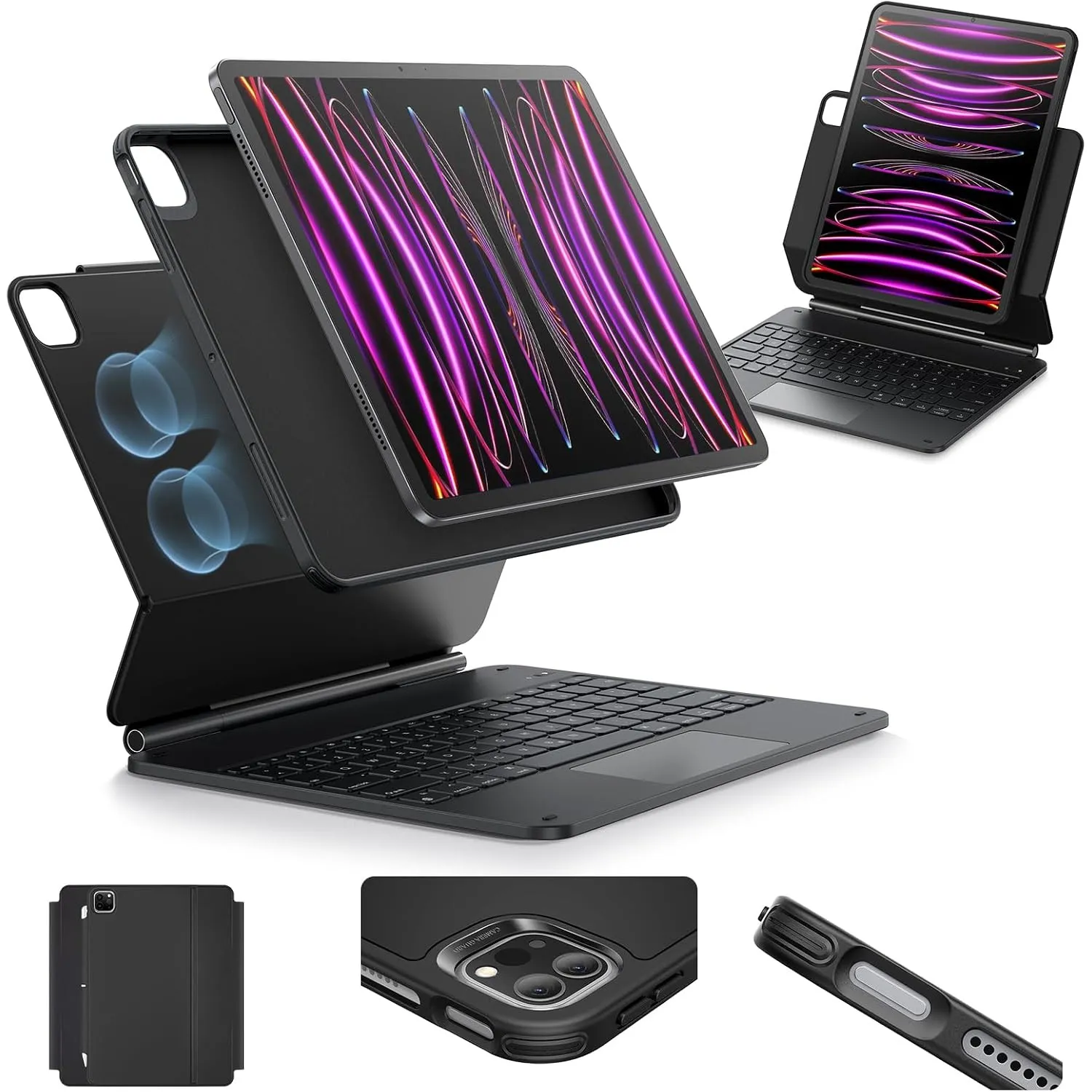 ESR für iPad Pro 12.9" Hülle mit Tastatur, Multi-Modus Magnetständer