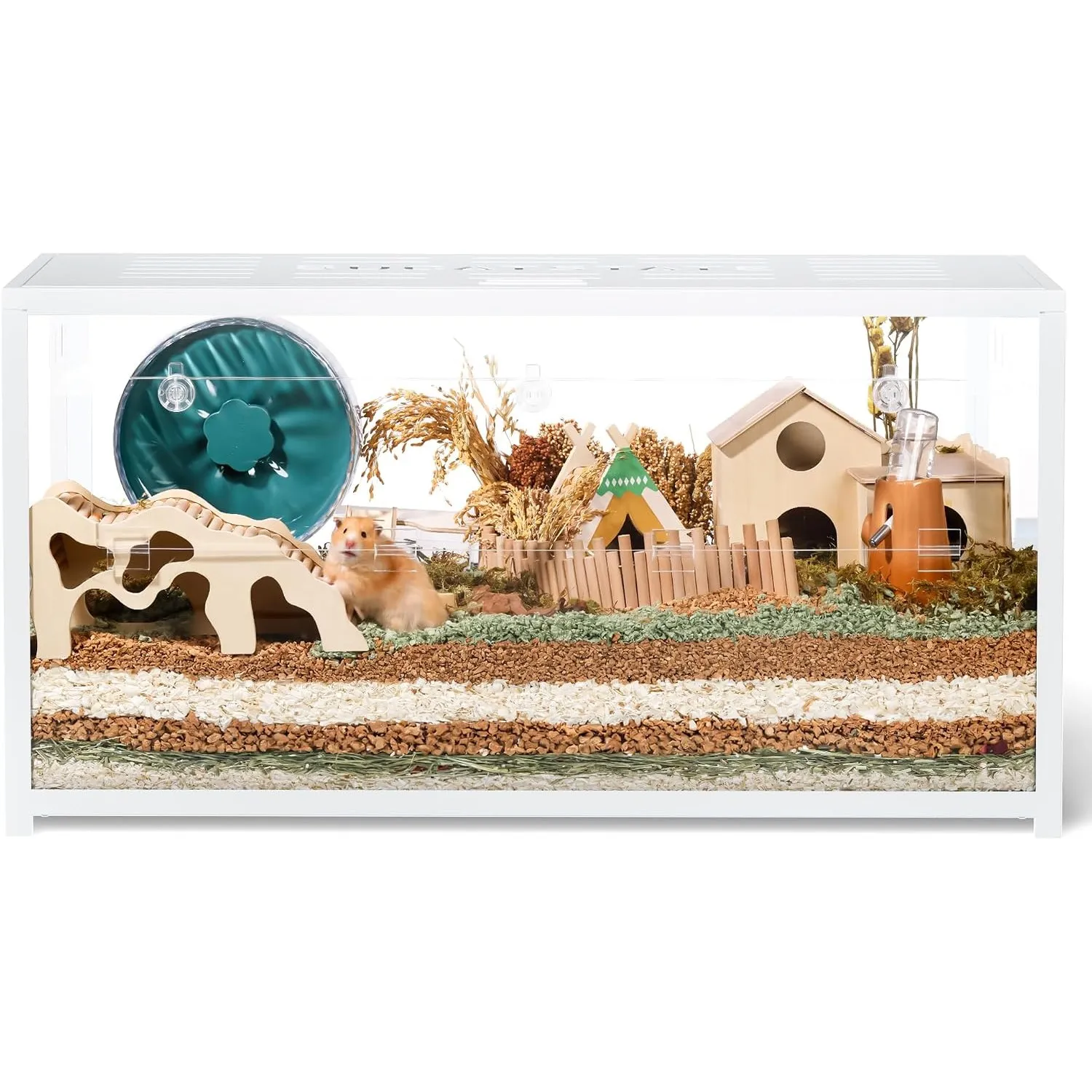 BUCATSTATE Hamsterkäfig Metall 2,0 - Kleintierlebensräume Groß Stapelbar mit Doppeltür 100L x 50W x 52,5H cm für Zwergh…
