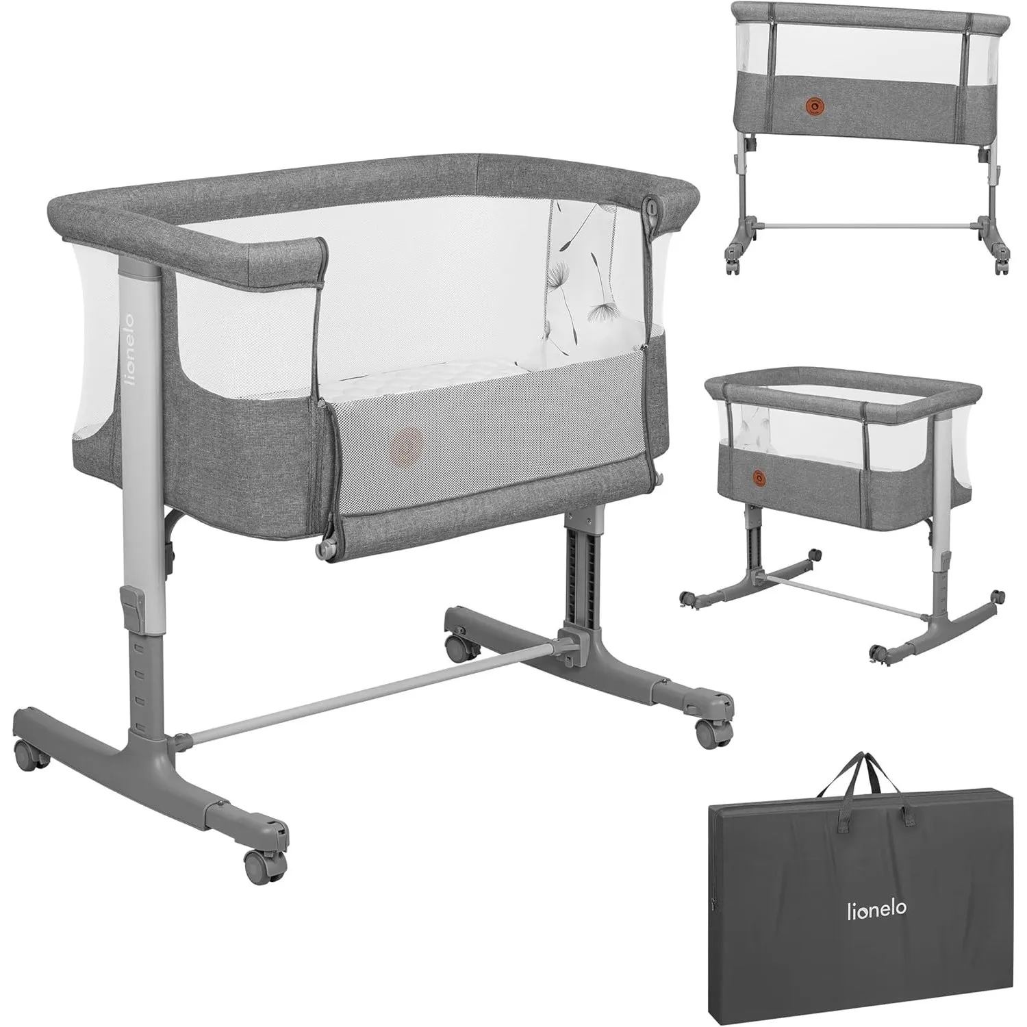 Lionelo Aurora 3 in 1 Babybett bis 9 kg, Beistellbett, Wiege