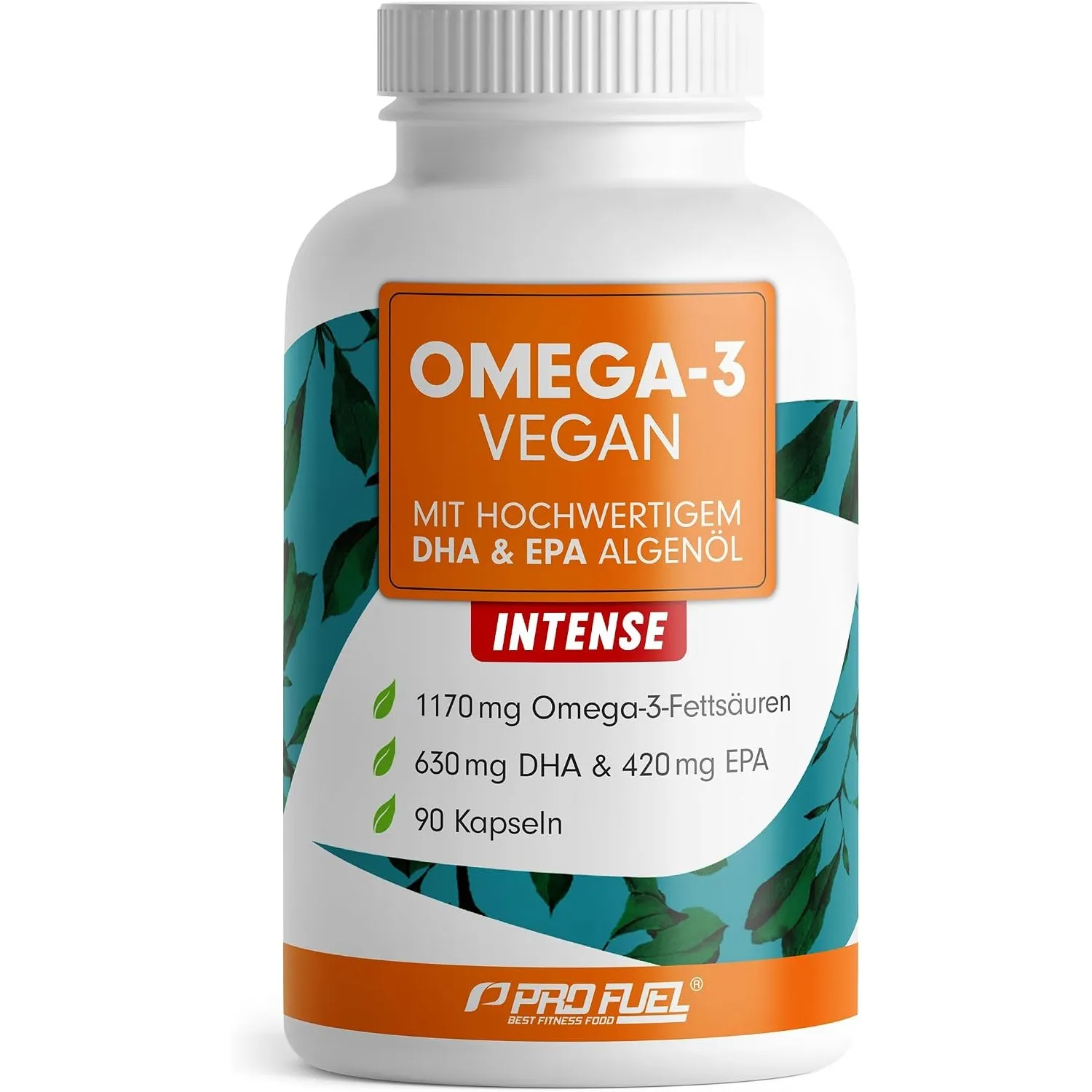 Omega-3 vegan INTENSE - 90 Kapseln - 2000 mg Algenöl pro Tag - hochdosiert mit 630mg DHA + 420 mg EPA - vegane Omega-3 …