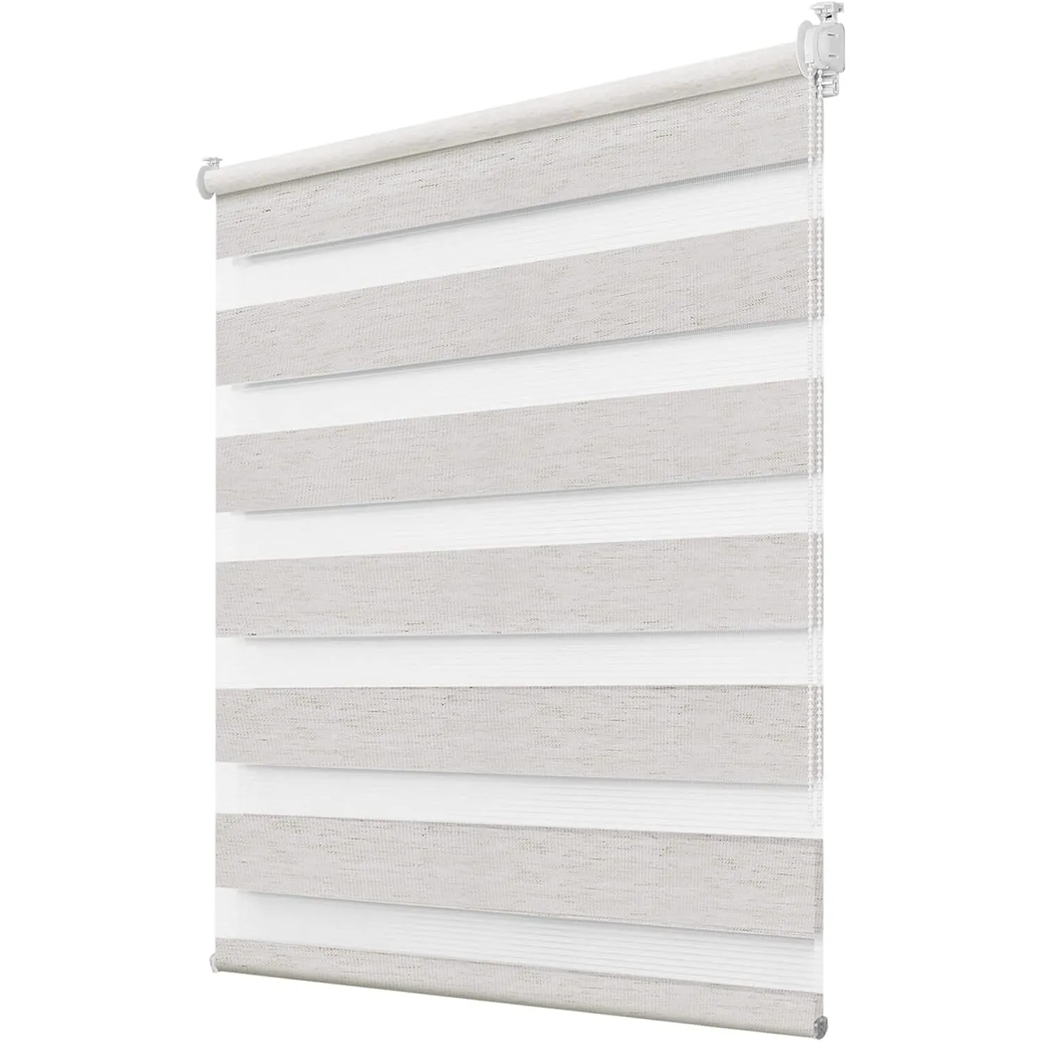 Deswell Doppelrollo Klemmfix ohne Bohren Leinen B80 x H110 cm (Stoffbreite 76cm) Rollos für Fenster ohne Bohren für Fen…