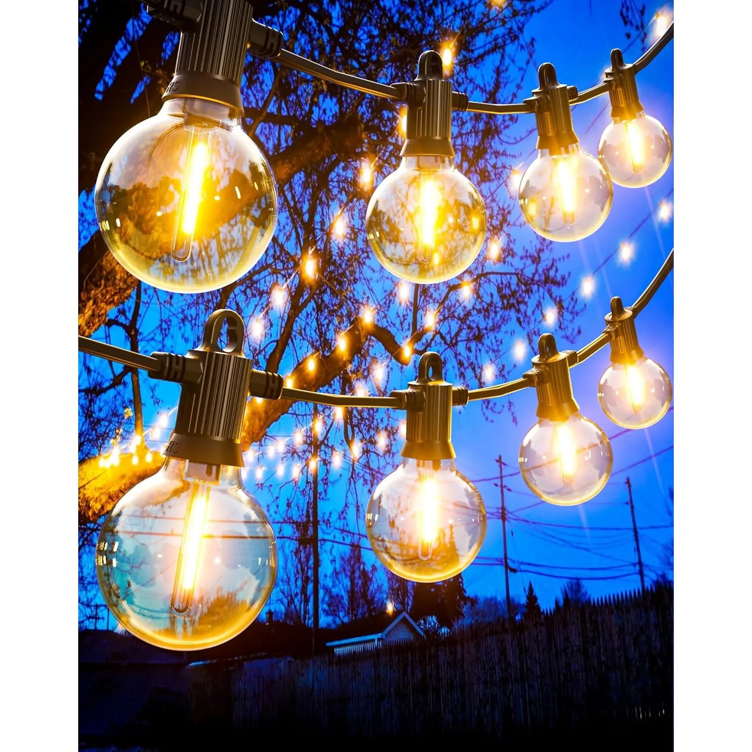 Zuske LED Lichterkette Außen, 45M Lichterkette Aussen strom mit 73+3 Warmweiße G40 Lichterkette Glühbirnen, IP65 Wasser…
