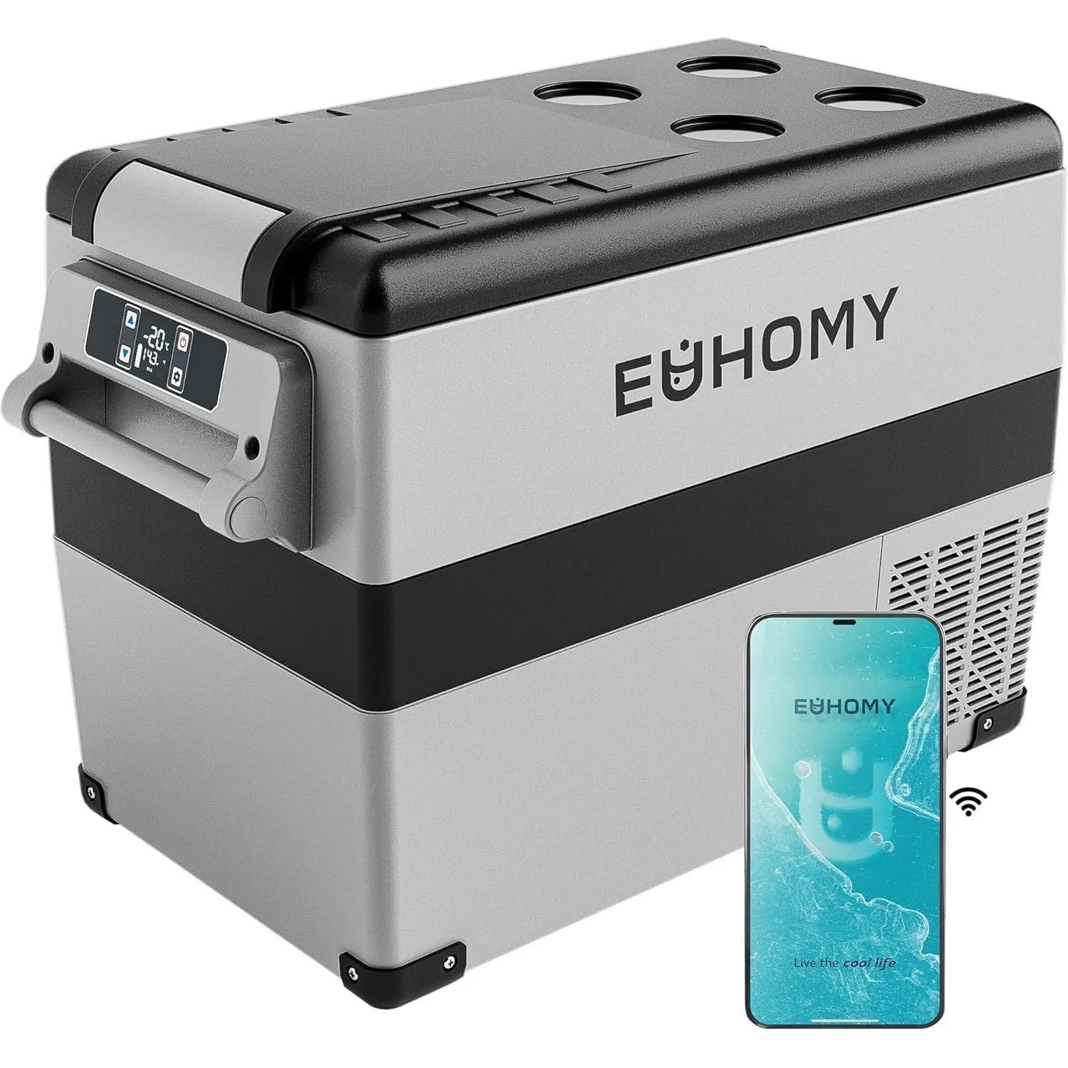 EUHOMY 40L Kompressor Kühlbox [-20℃~20℃] | 15-Min Schnellkühlung| APP Steuerung| ECO-Modus (<45W) & MAX-Modus | 12/24V …
