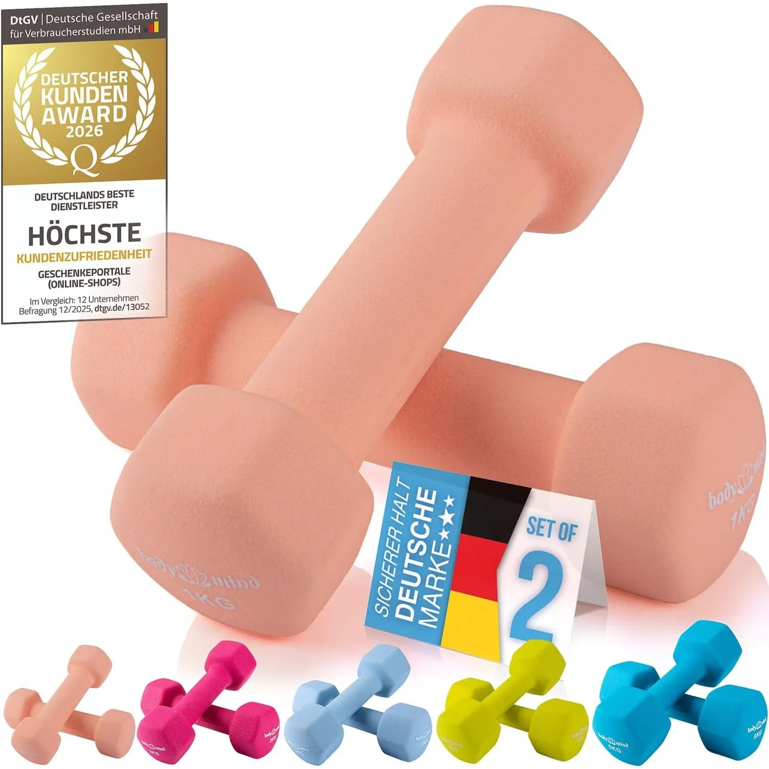 Body & Mind® Hanteln 2er Set Gymnastikhanteln Dumbbells Kurzhanteln; Effektives Krafttraining mit verschiedenen Gewicht…