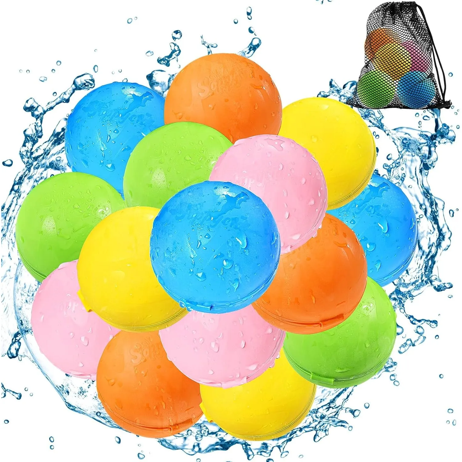 Wasserbomben Wiederverwendbar Selbstschließend: 15 Stück Wiederverwendbare Wasserballons Magnetisch - Outdoor Sommer Sp…