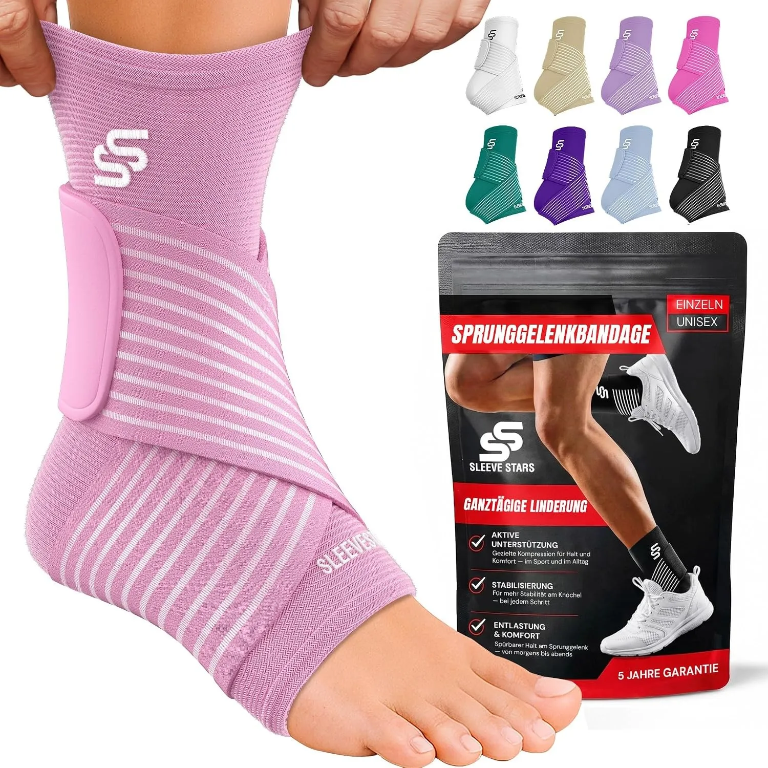 Sleeve Stars Sprunggelenkbandage - Plantarfasziitis & Achillessehnen Entlastung, Fußgelenk Bandage mit verstellbarem Ri…