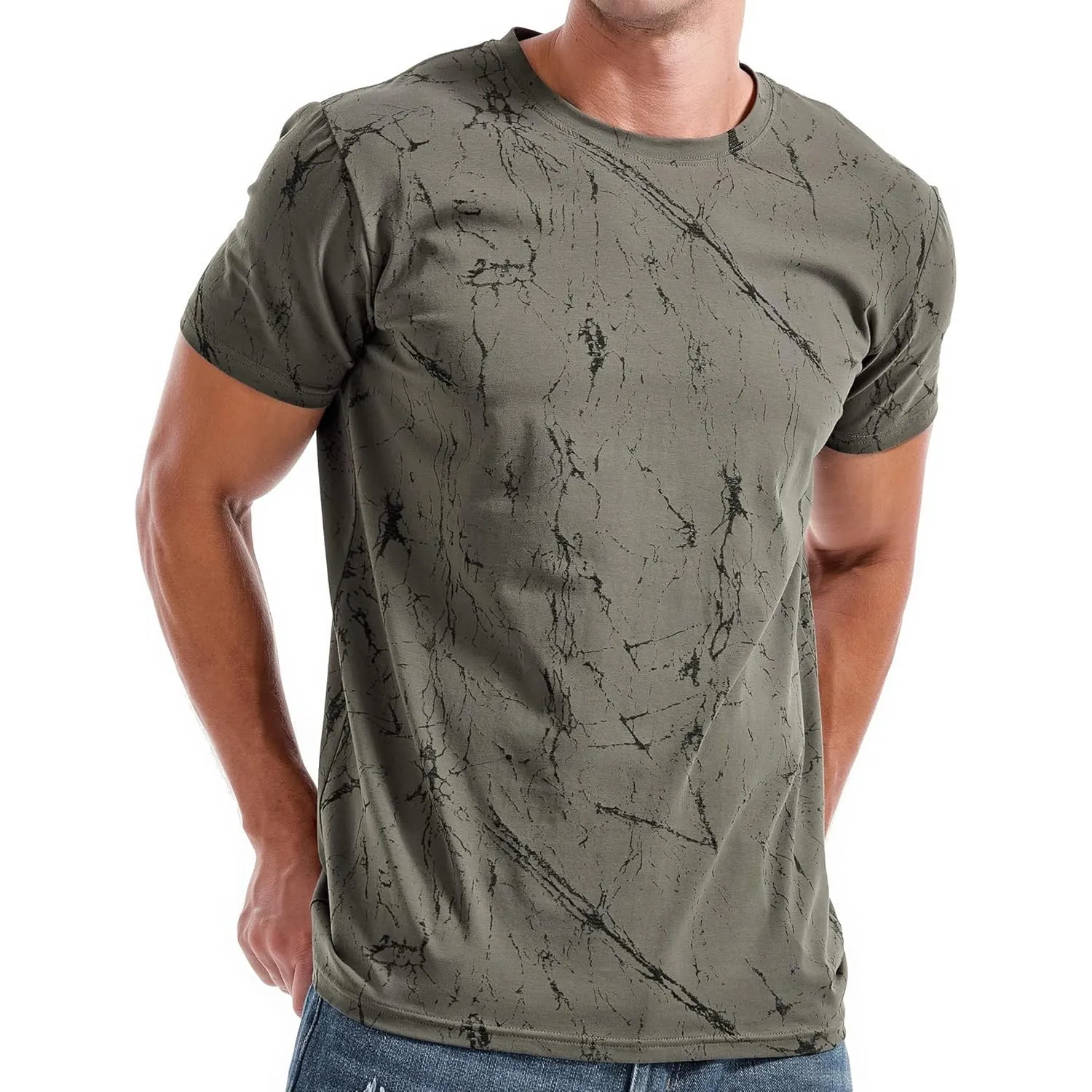 RONOMO Herren T-Shirt 95% Baumwolle 5% Spandex, Mikroelastik, Hautfreundlich