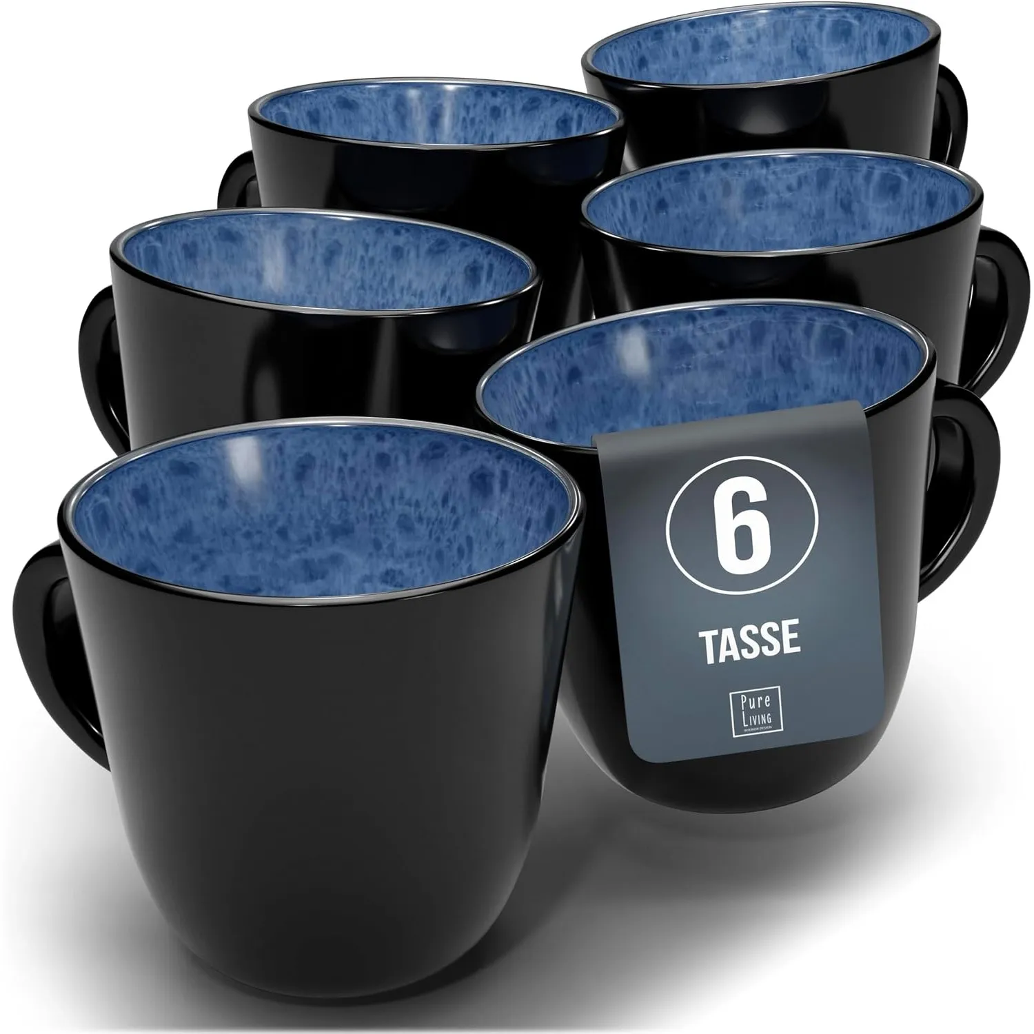 Steingut Kaffeetassen 6 Personen Ibiza TESTSIEGER, Traumhaftes Mediterranes Steingut Tassen Set, Stylisches Tee- und Ka…