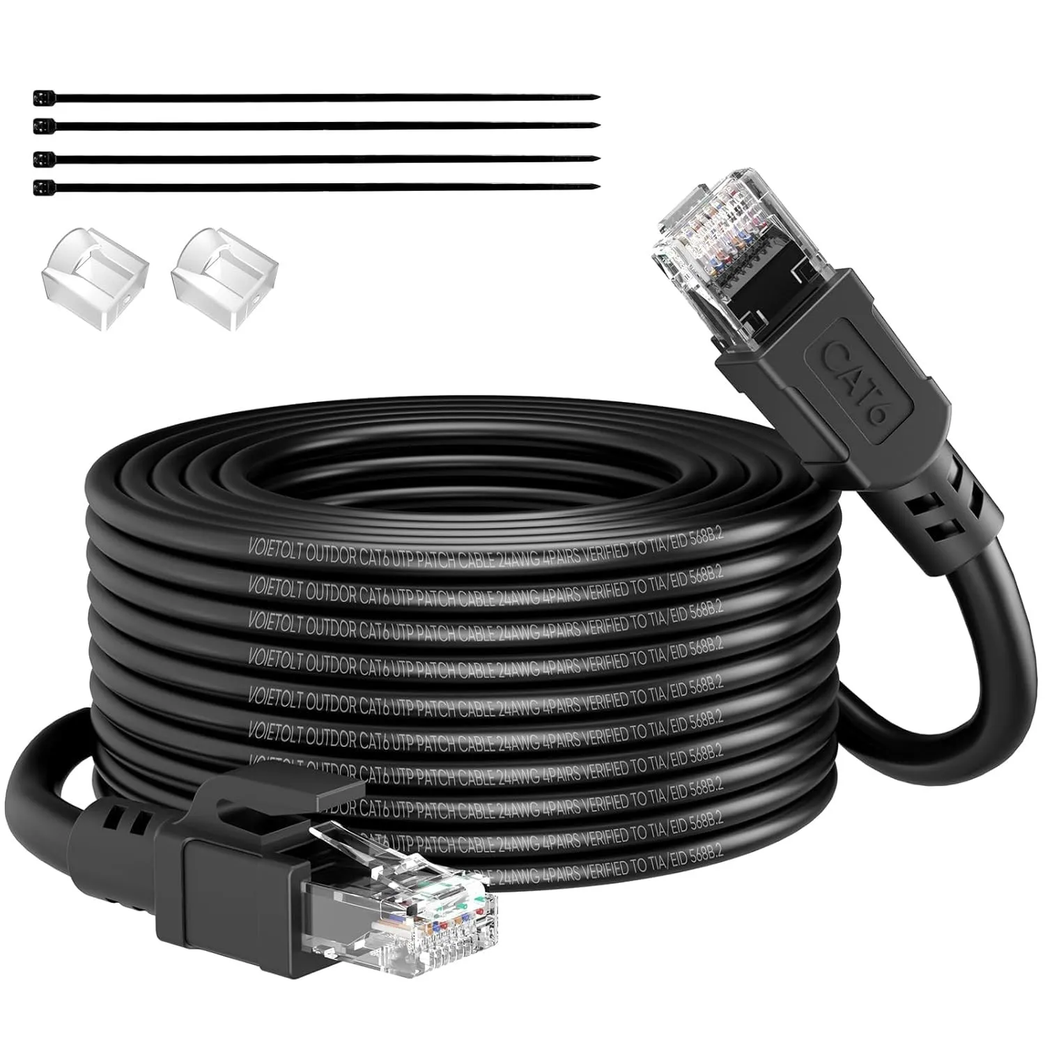 Outdoor Cat 6 LAN Kabel 75meter, Außen Wasserdicht Direct Burial LLDPE UV Mantel - 24AWG 10Gbps Hochgeschwindigkeits Gi…