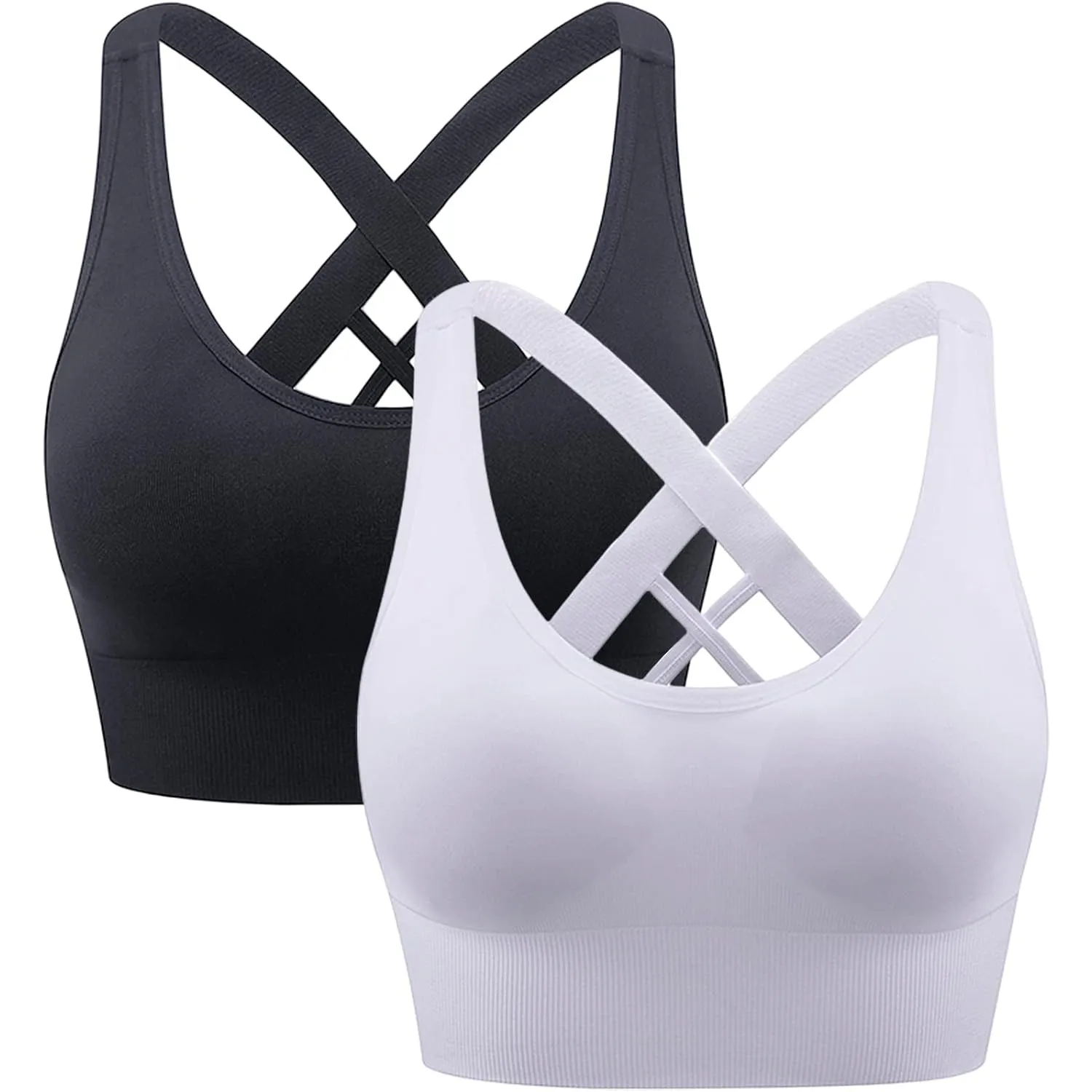 Damen Sport BH Starker Halt, Push-up Yoga BHS, ohne Bügel Sport Bra | Nahtloser Sport-Büstenhalter, Crossback Design, A…