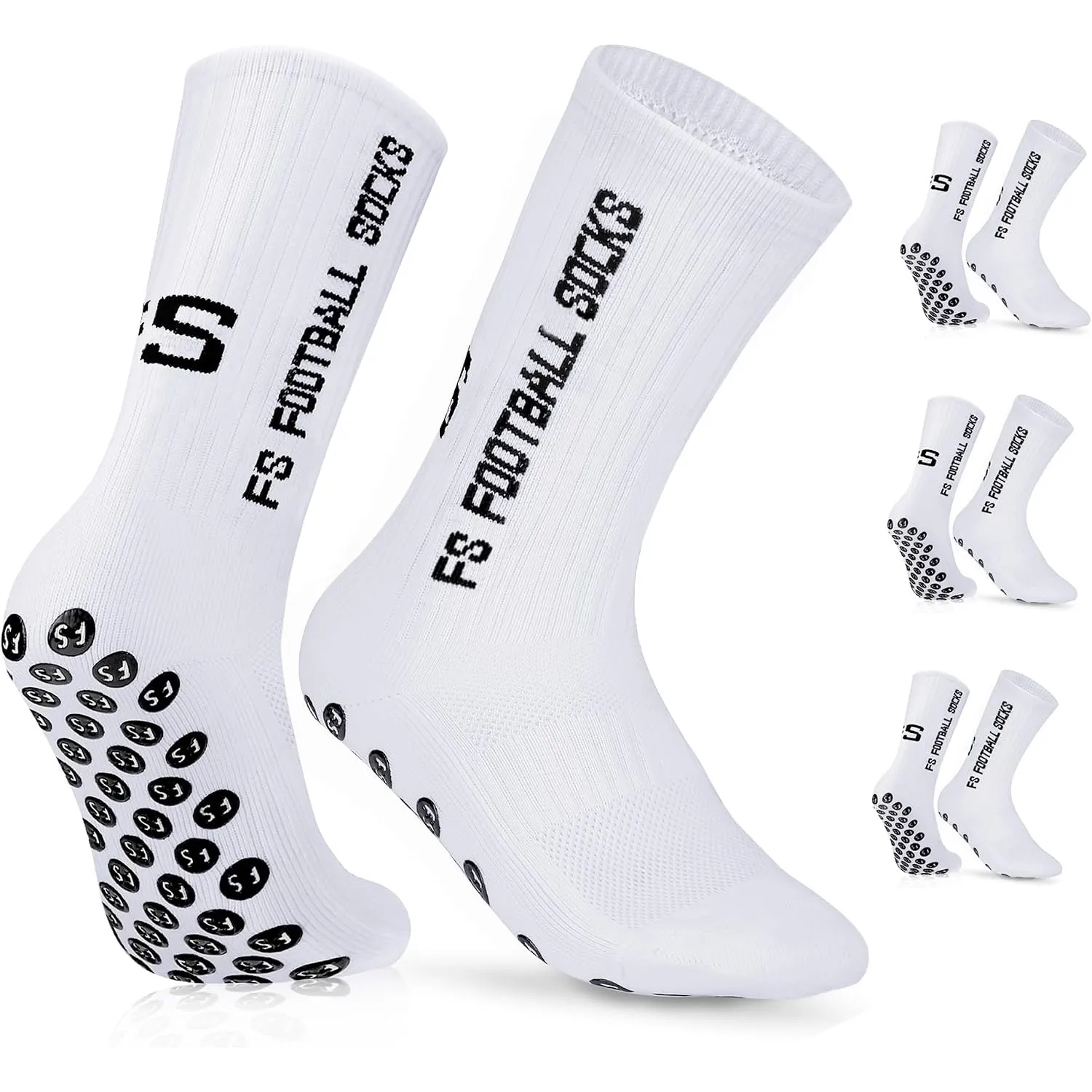 Fußballsocken 3 Paar Rutschfeste Fußball Socken, Größen 35-39 39-46, Fussball Socken für Herren & Damen, Kinder - Anti-…