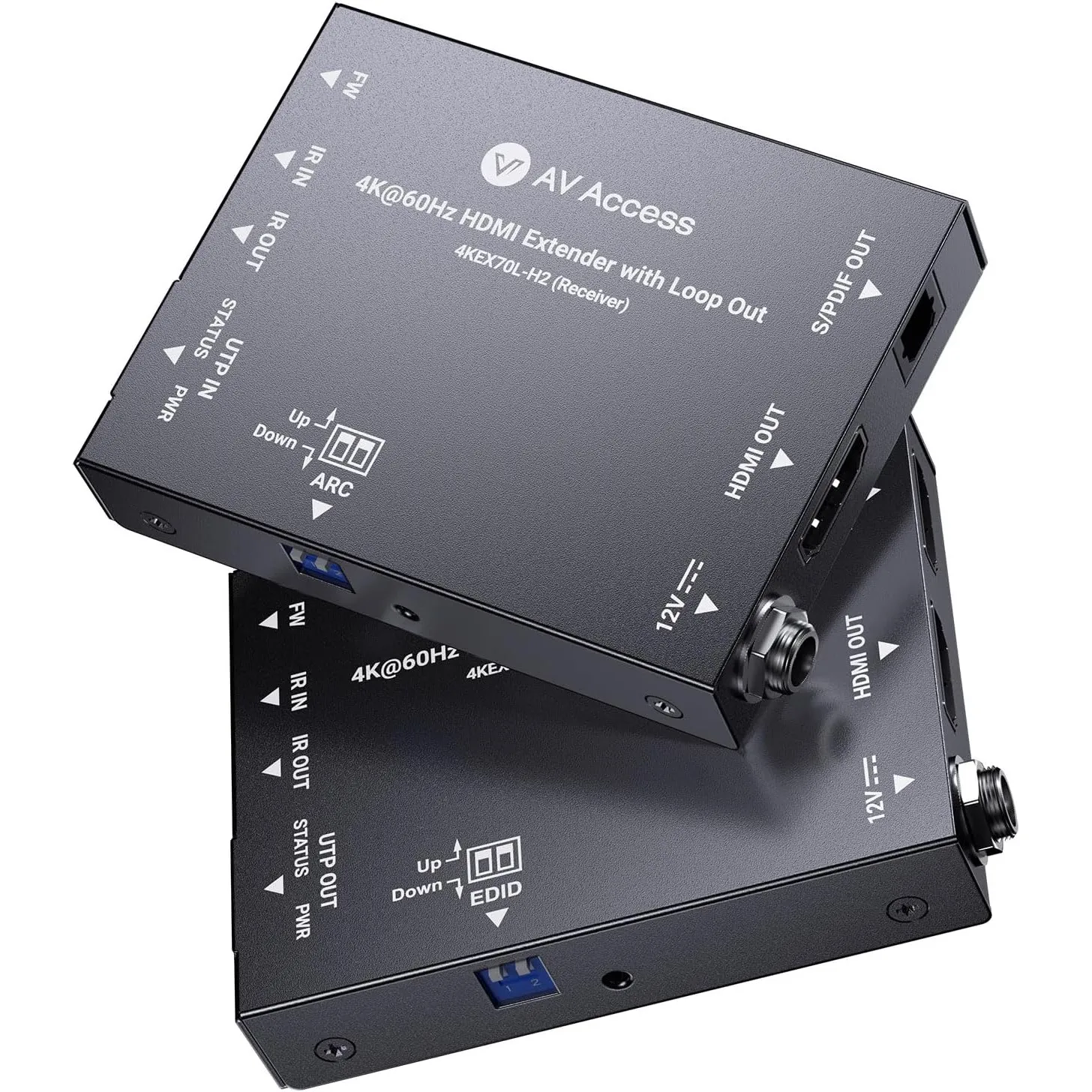 AV Access 4K@60Hz HDMI Over Ethernet Extender Over Cat6/7 Upto 230ft with Loop Out, Supports 4K 4:4:4, HDR10, HDCP 2.3,…