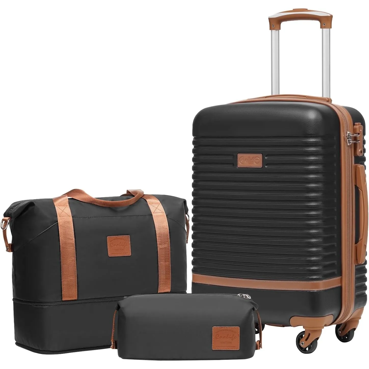 COOLIFE Koffer Set 3tlg, 20" Koffer Klein mit Reisetasche & Kulturbeutel