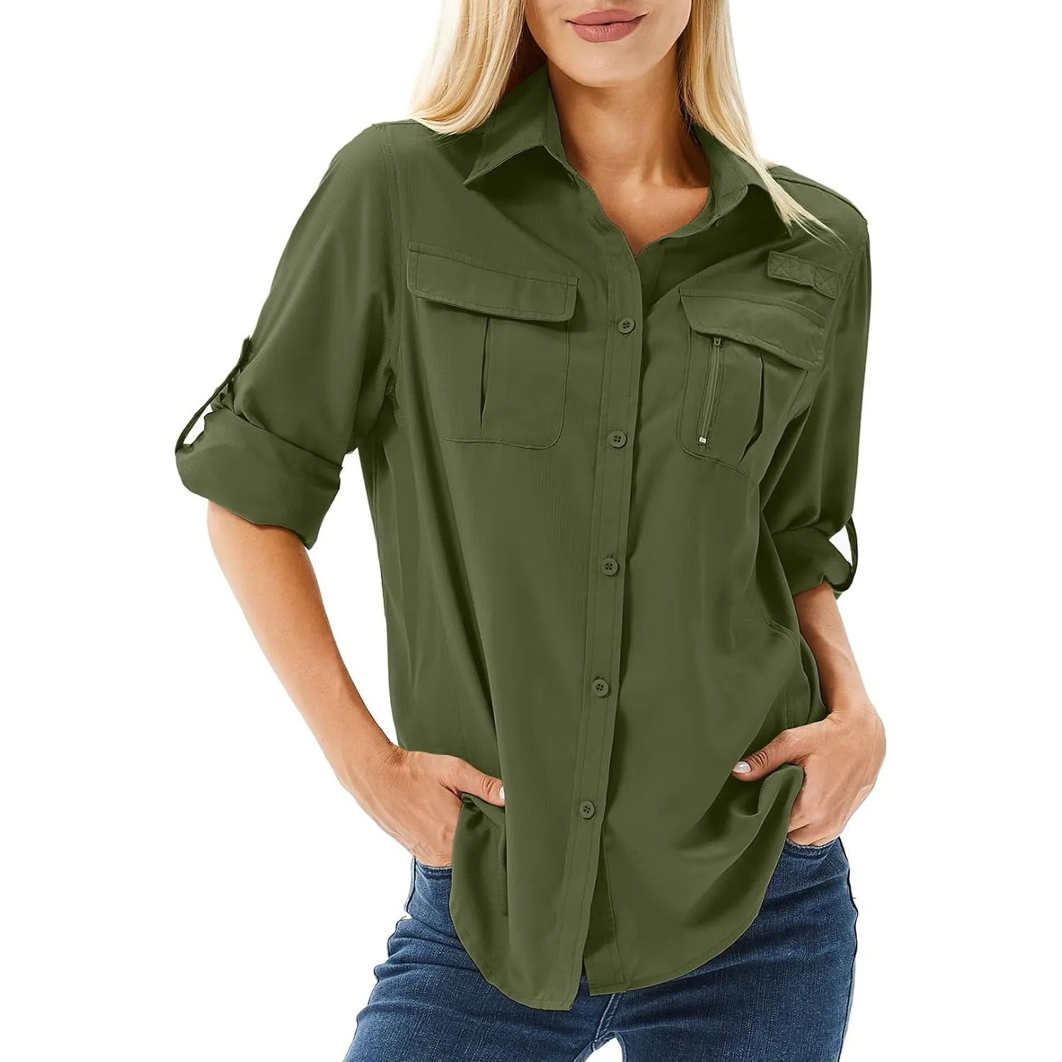 yeyity UPF 50 UV Schutz Langarmshirt, Wanderhemd Safari Kleidung Damen | Atmungsaktiv, Quick Dry Hemdbluse Damen, Schut…