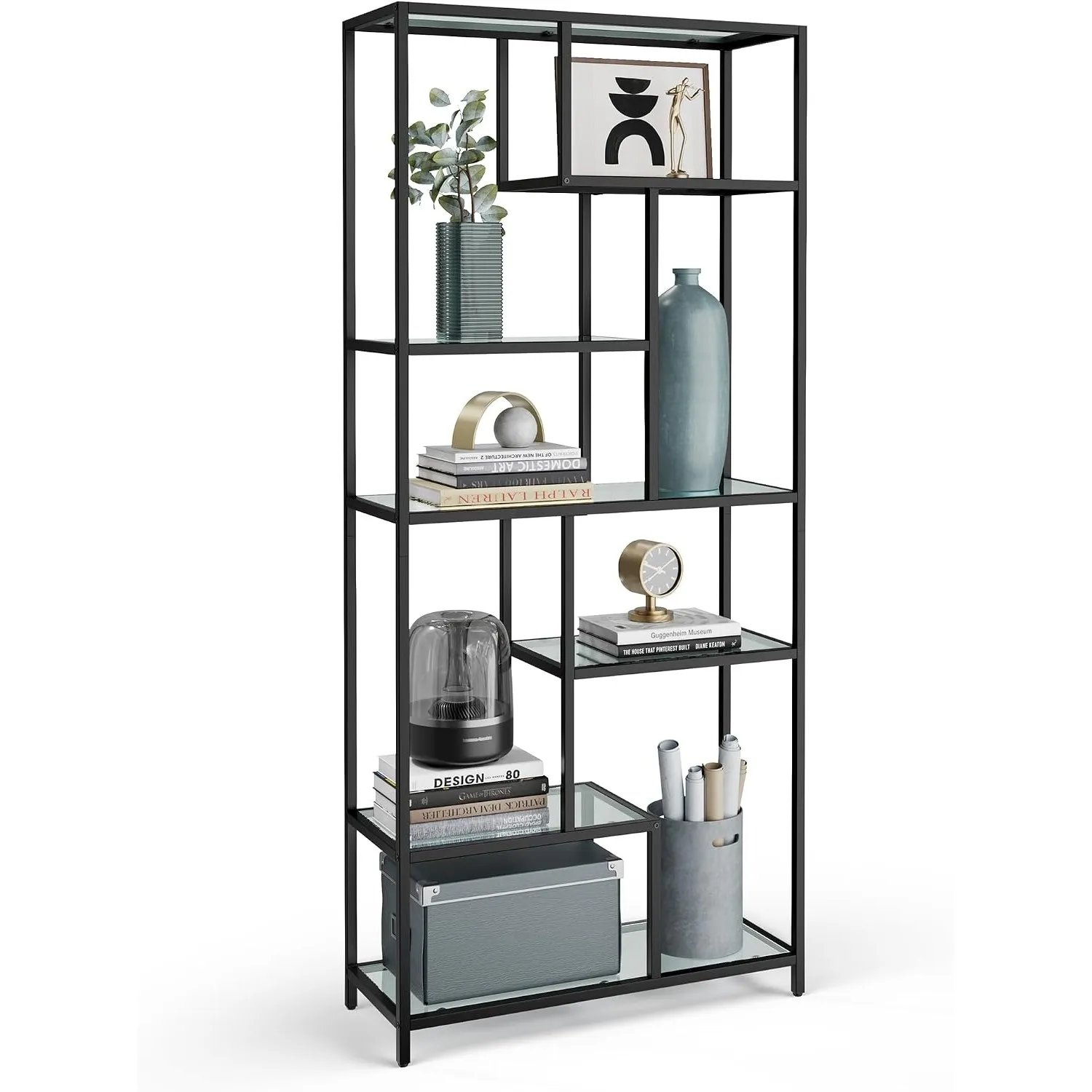 VASAGLE Bücherregal, Regal mit 6 Ablagen, 30 x 80 x 180 cm