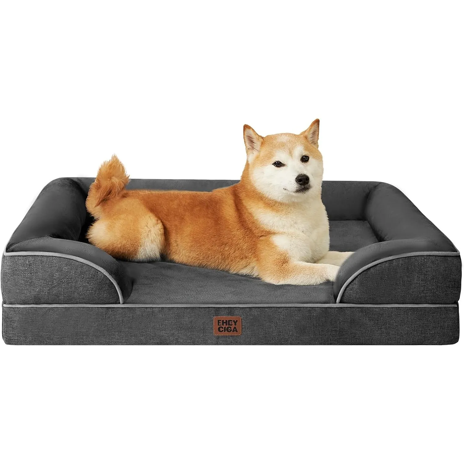 EHEYCIGA Orthopädisches Hundebett Kleine Hunde, 89x56cm, Dunkelgrau