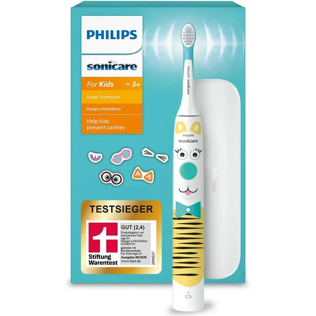Philips Sonicare For Kids elektrische Zahnbürste - Design a Pet Edition - mit besonderen Tieraufklebern für Kinder, Rei…