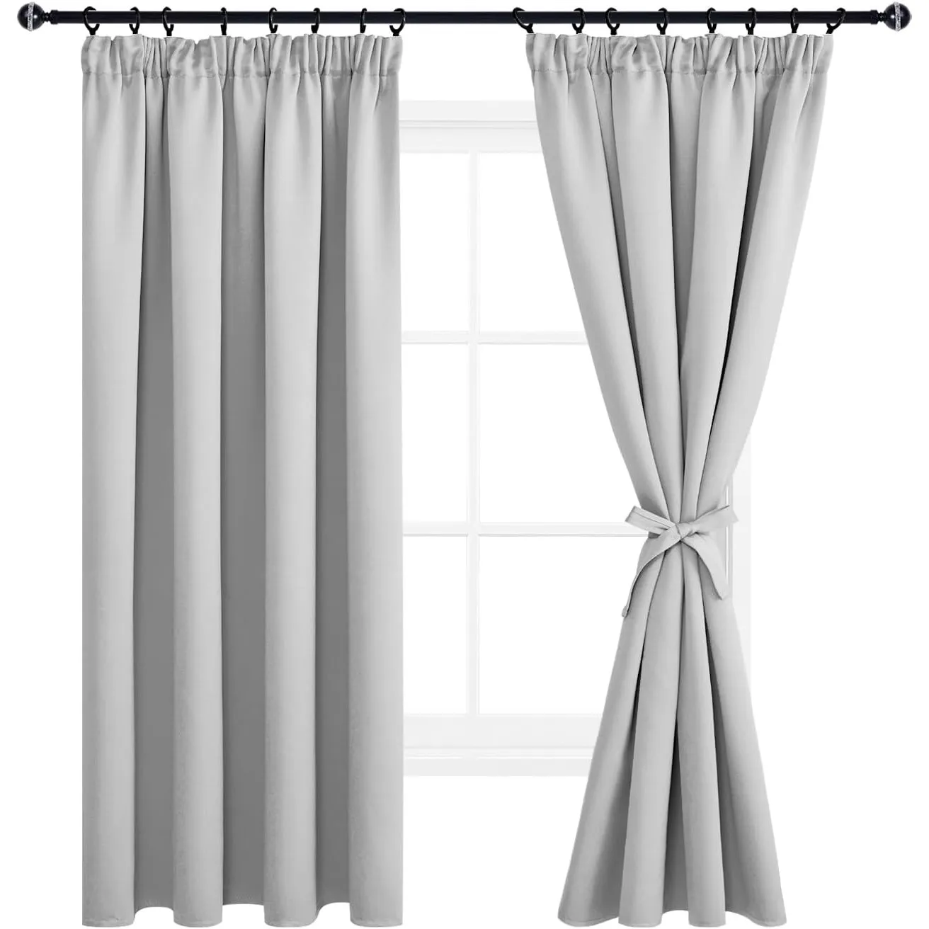 DWCN Vorhänge Blickdicht Gardine Verdunkelungsvorhang mit kräuselband 2 Set H183 x B117 cm, Schlafzimmer Gardinen für S…