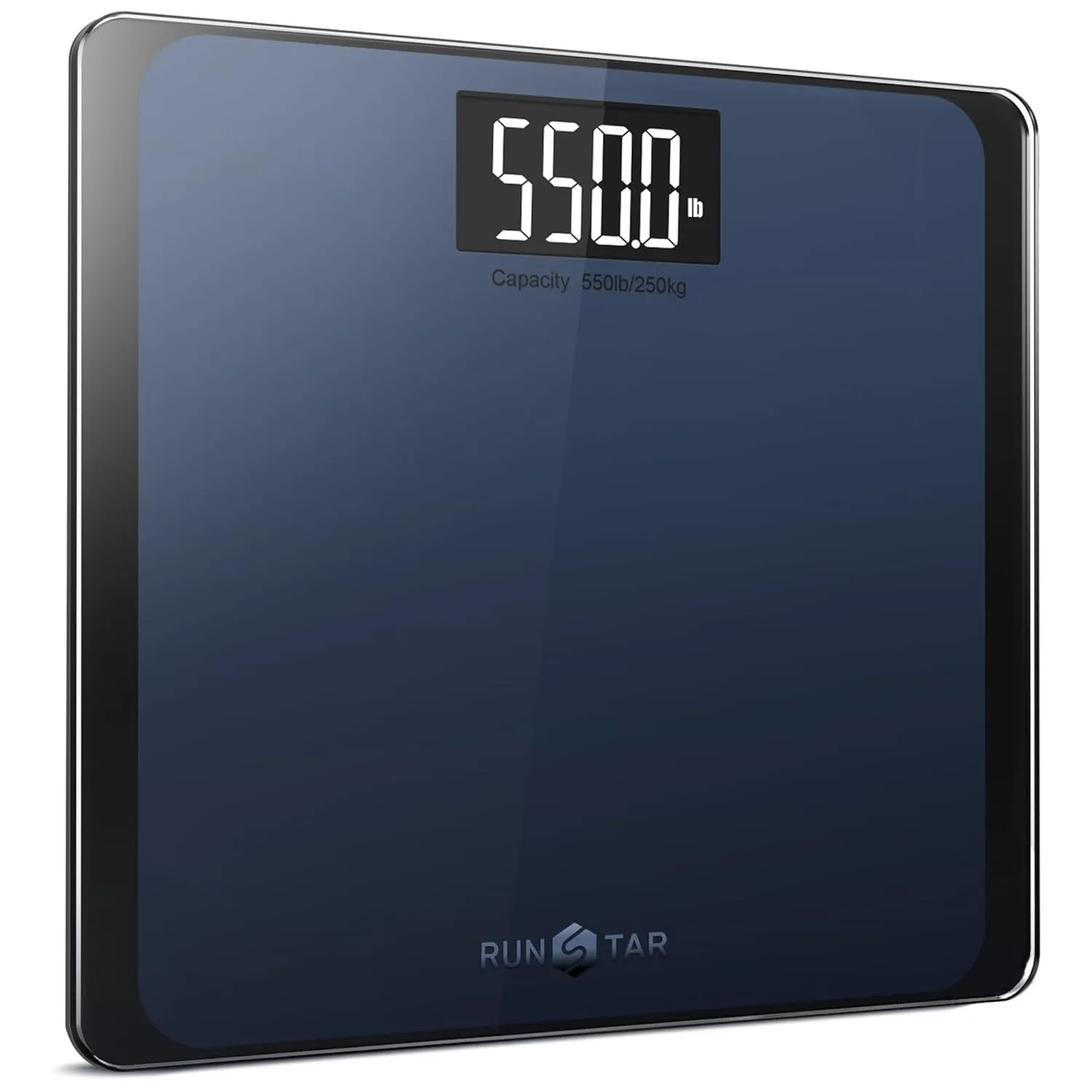 RunStar Digitale Personenwaage, Tragkraft bis 250 kg, 8 mm Sicherheitsglas, hochpräzise Sensoren, mit extragroßer Tritt…