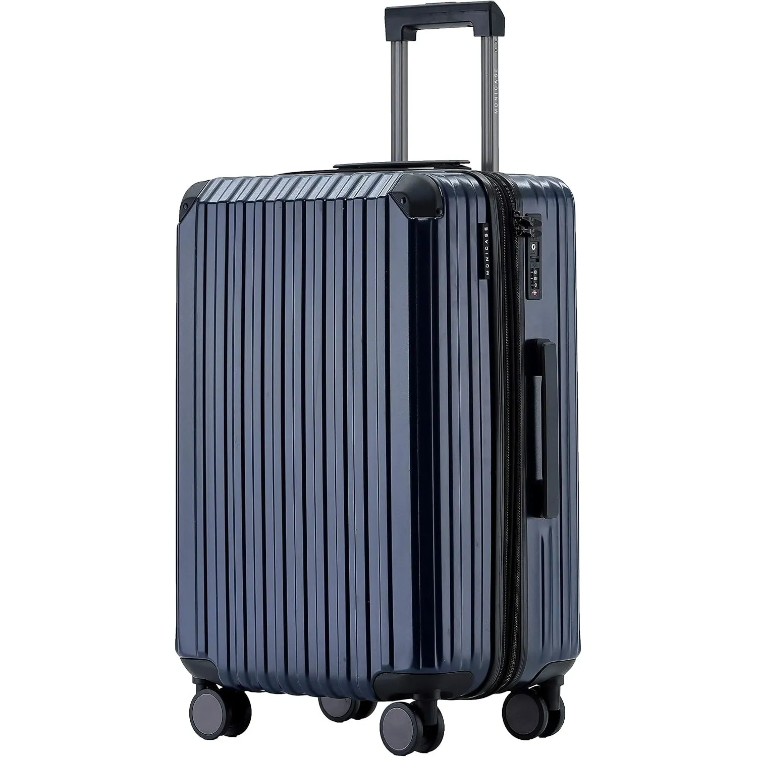Münicase M816 TSA-Schloss Koffer Reisekoffer Trolley Kofferset Hardschale Boardcase (Dunkelblau, Großer Koffer)