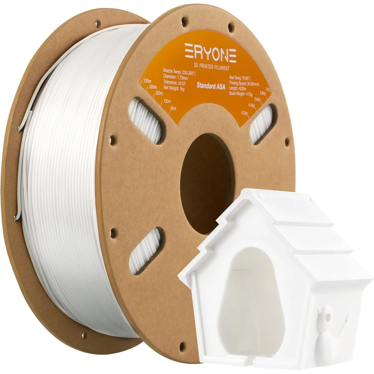 ERYONE Engineering Filament, 3D Printing ASA Filament 1.75mm +/- 0.03mm, Fit Most FDM 3D Printers, ASA White 1kg Spool …